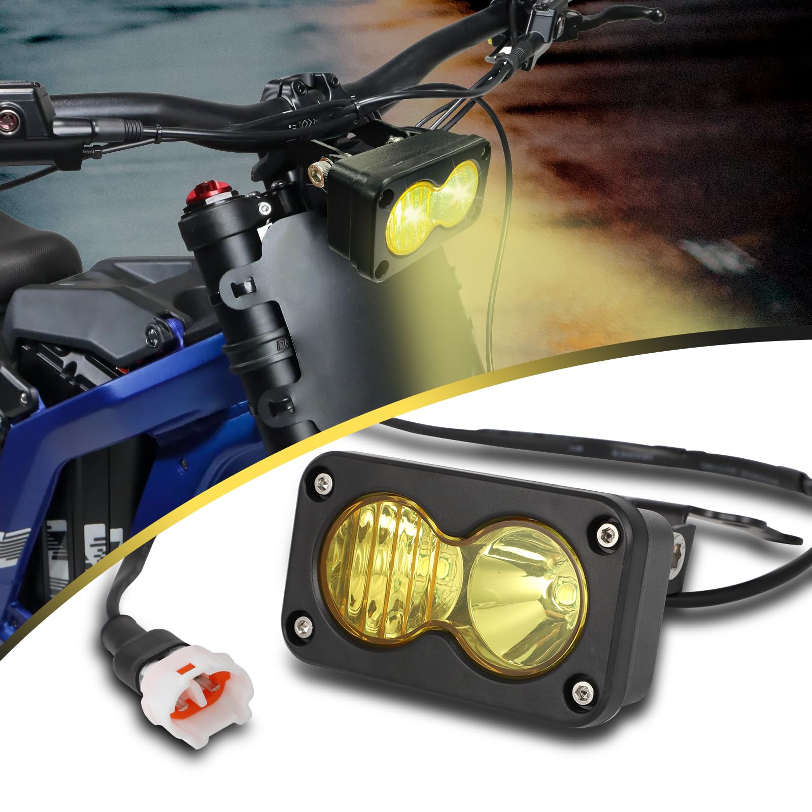 Motoparty Headlight Kit For Sur-Ron Segway X260 Talaria, Yellow 6000-6500K Spot/Flood Light Pods Combo Kit, Dirtbike Lights Acce
