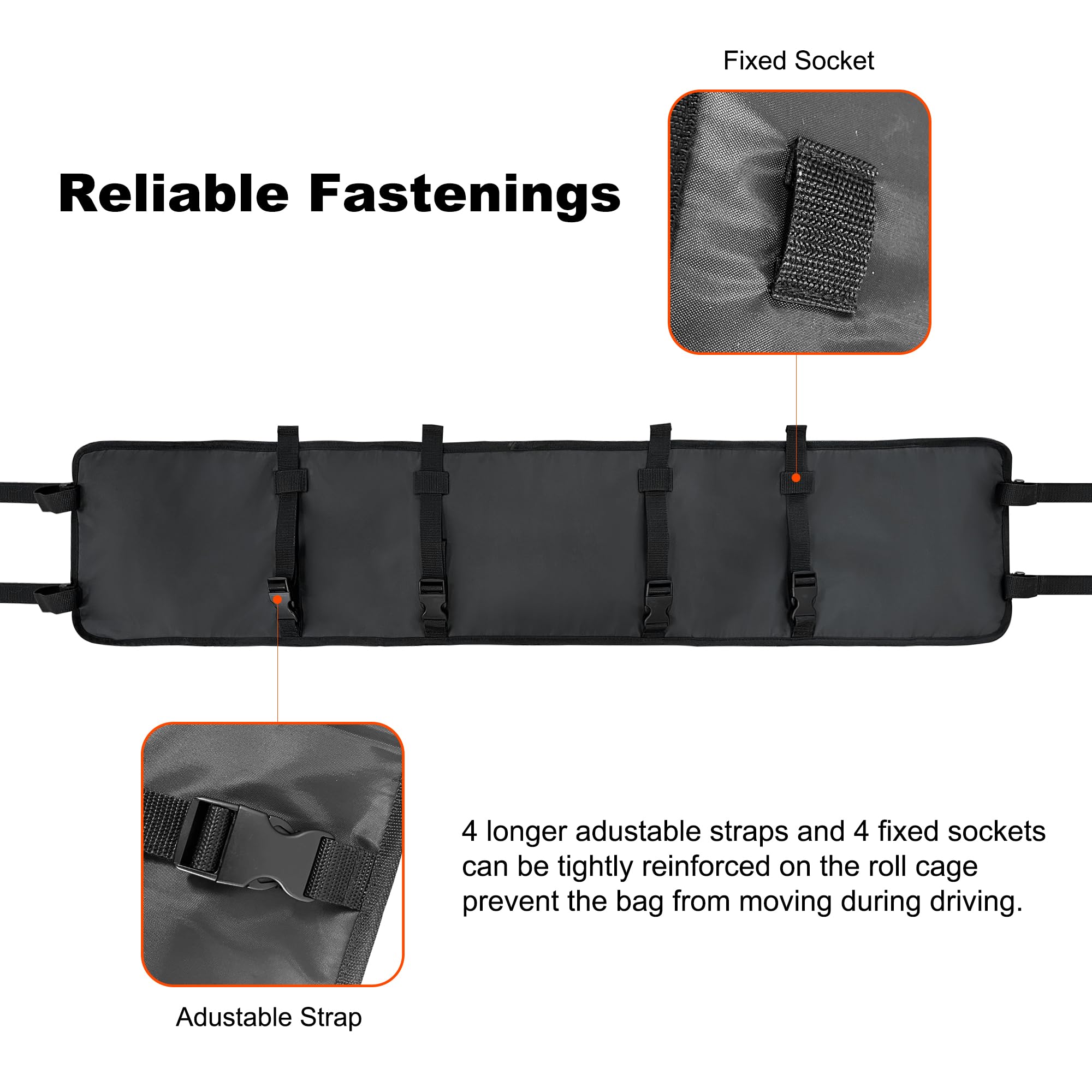 Mydays Utv Roll Cage Organizer, Cargo Rear Storage Bag Gear Bags,Tools Storage Solution With Reflective Strip For Most Full Size