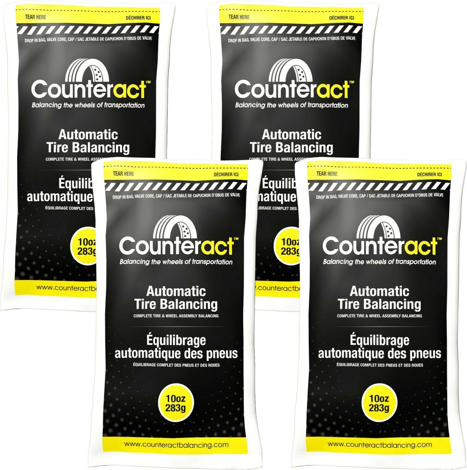 Counteract 10OZ-B4 Centrifugal Force Tire/Wheel Balancing Beads - Off-Road Vehicles, Light Duty Truck Tires, (4) 10oz Balance Be