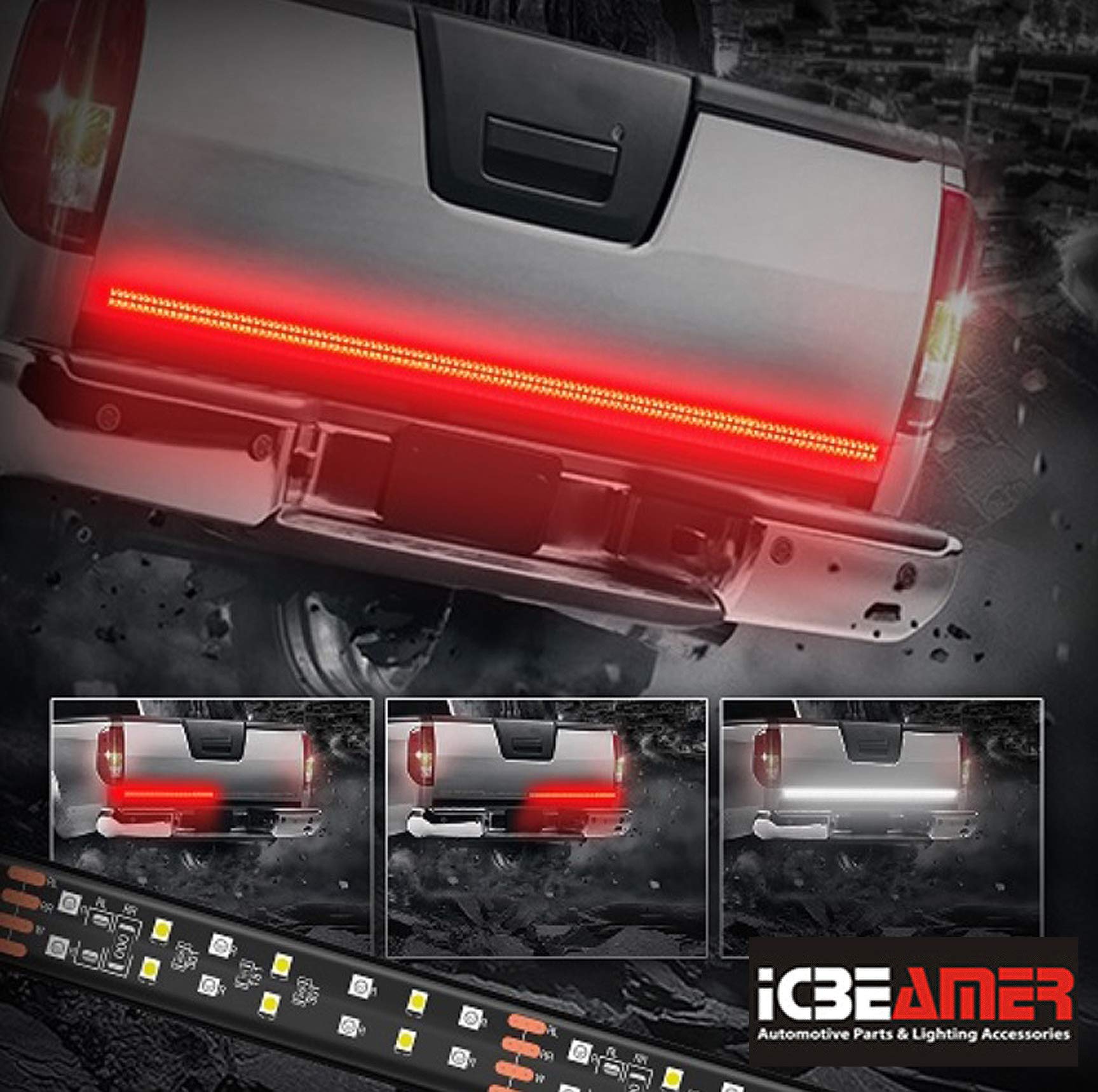Icbeamer Double Row 60 Inch 504 Pcs Led For Pick Up/Truck Tailgate Light Bar Side Bed Light Strip Bar Ip67 Waterproof Reverse- 5