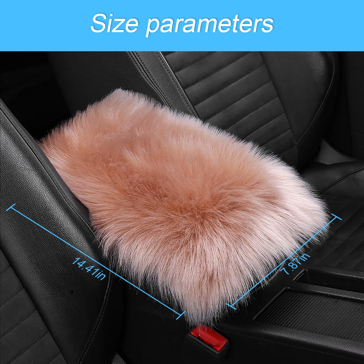 Furry Auto Center Console Cover Pad, 11.8'X7.8' Soft Sheepskin Wool Armrest Cushion, Fluffy Vehicle Armrest Seat Box Protector Warm In Winter, Car Interior Accessories For Women And Men (Light/Coffee)