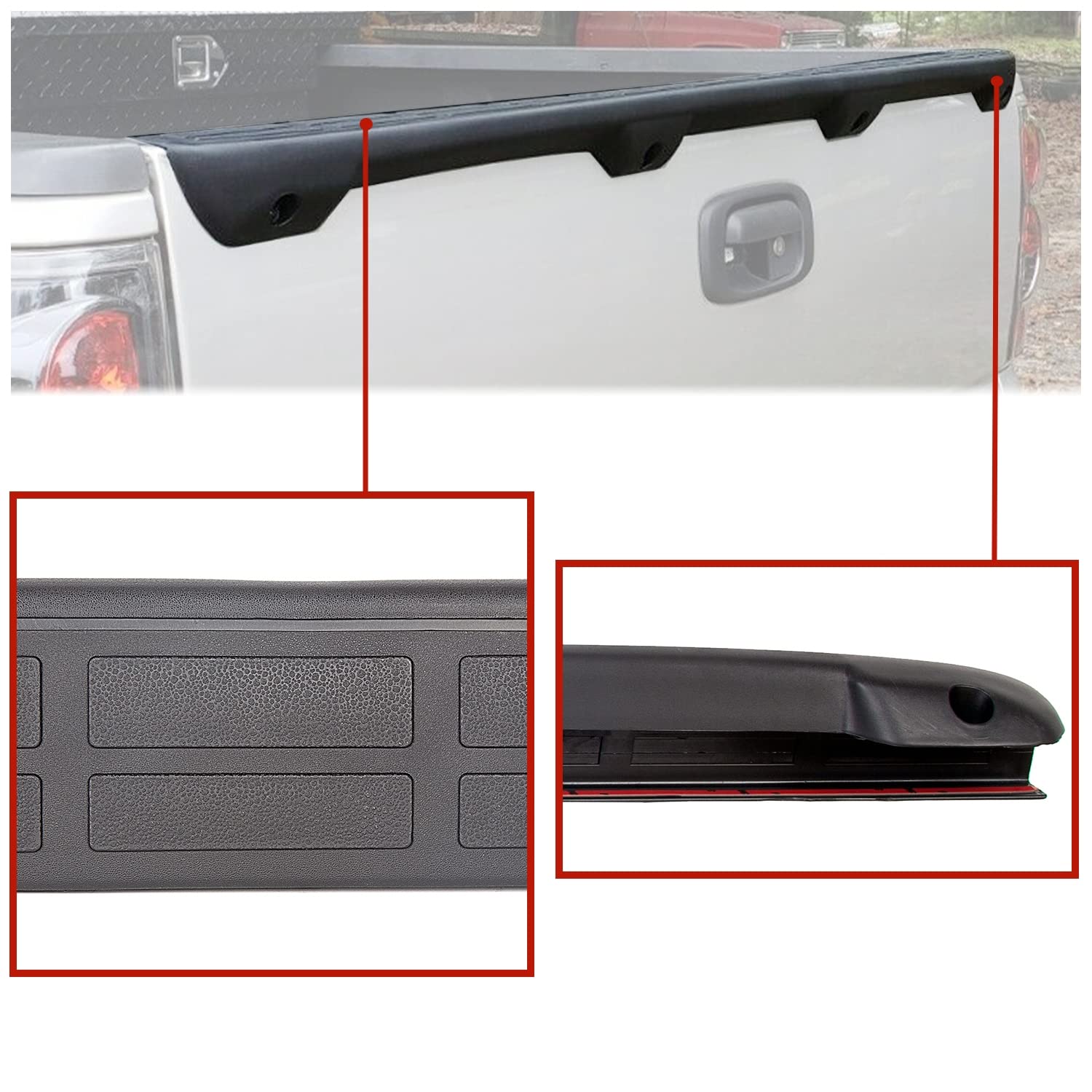 Ecotric Tailgate Spoiler Cap Cover Compatible With 1999-2007 Chevy Silverado Gmc Sierra Replacement For #15932249 #1909101 Moldi