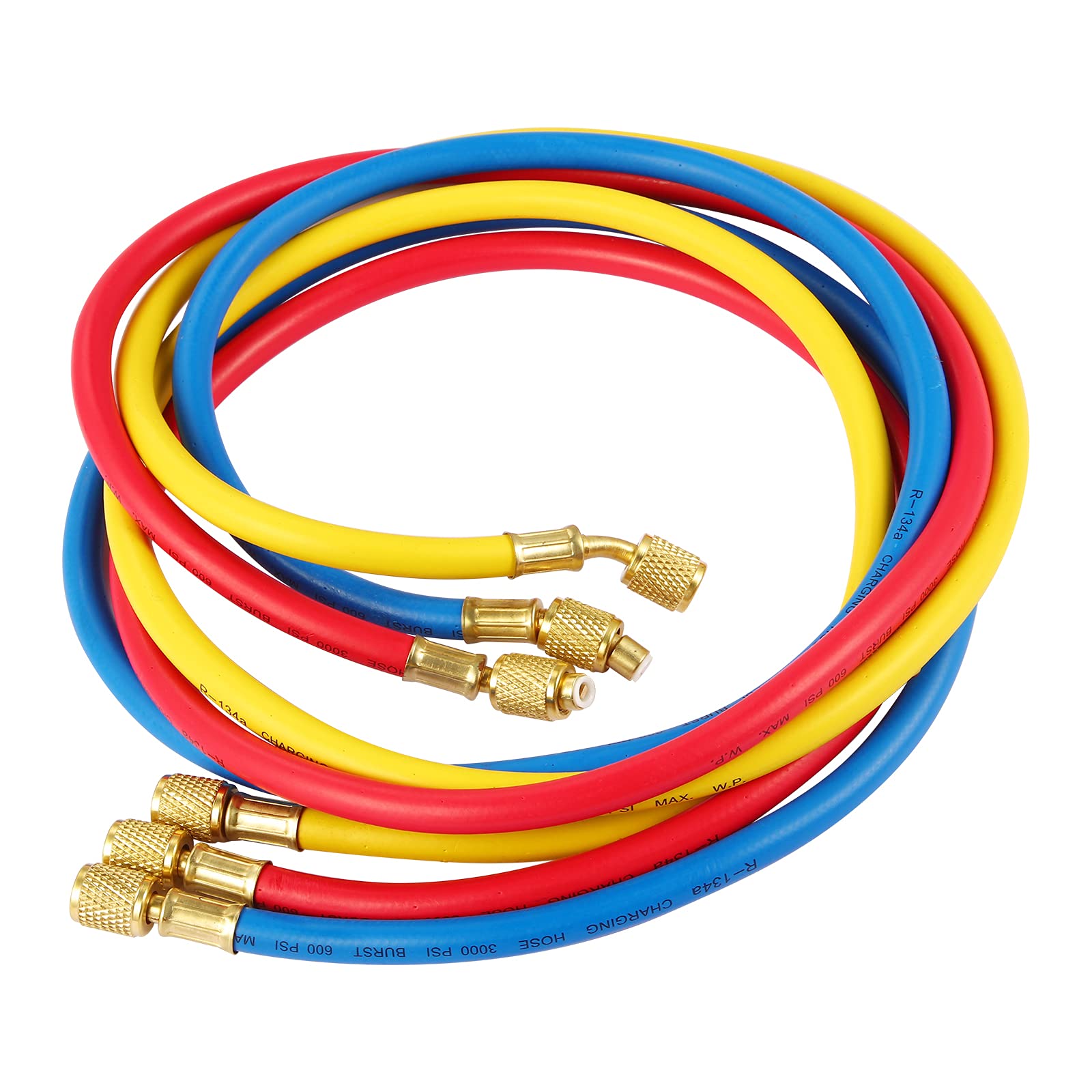 Oralys 3 Pieces AC Manifold Gauge Hose Kit for R134A R404A R12 R502, 1/4 Thread Automotive Air Condition Refrigerant R134A A/C C