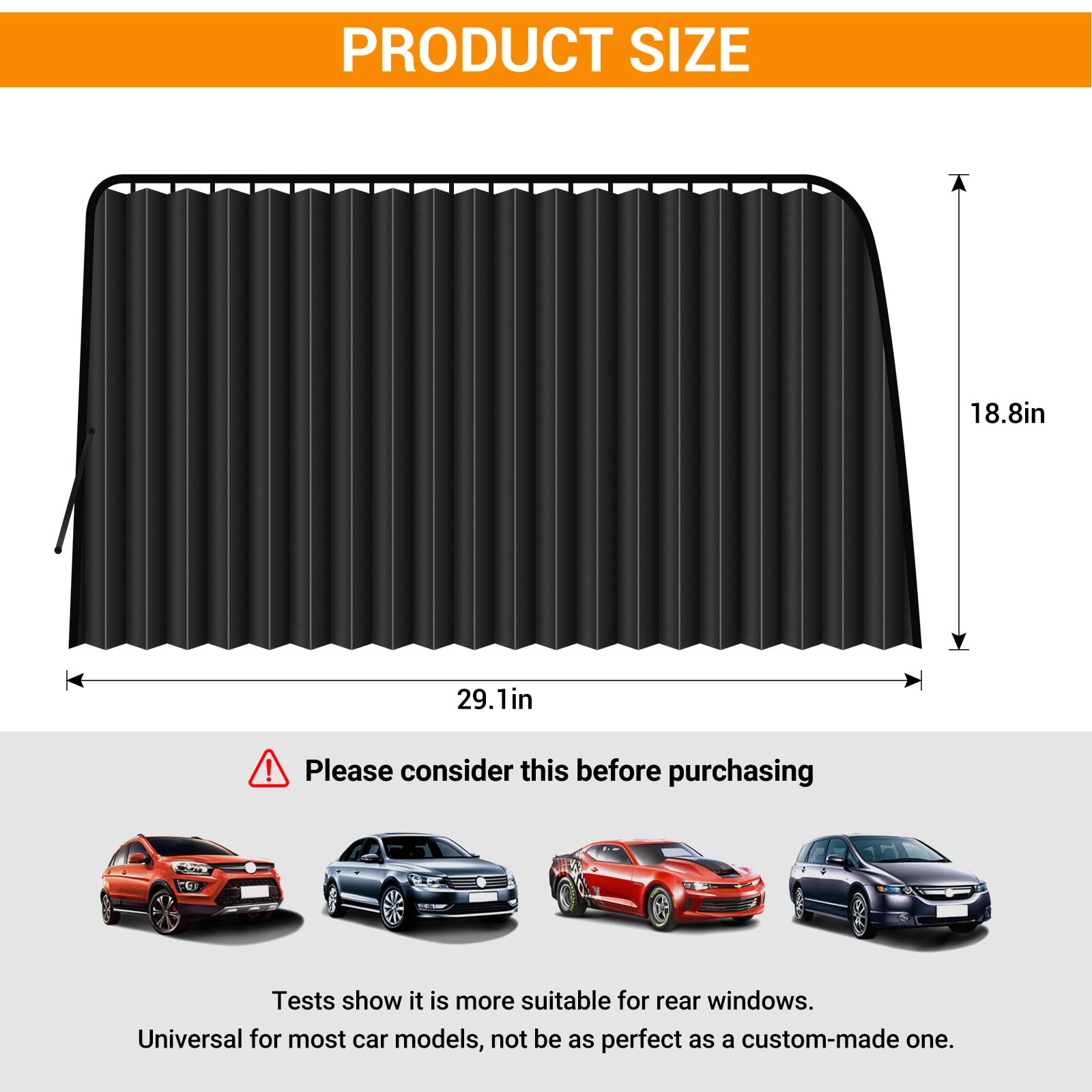 Zatooto Car Side Window Sun Shades - Privacy Magnetic Black 2 Pcs Covers Blinds Curtains - Auto Accessories Sunshades Keeps Cool
