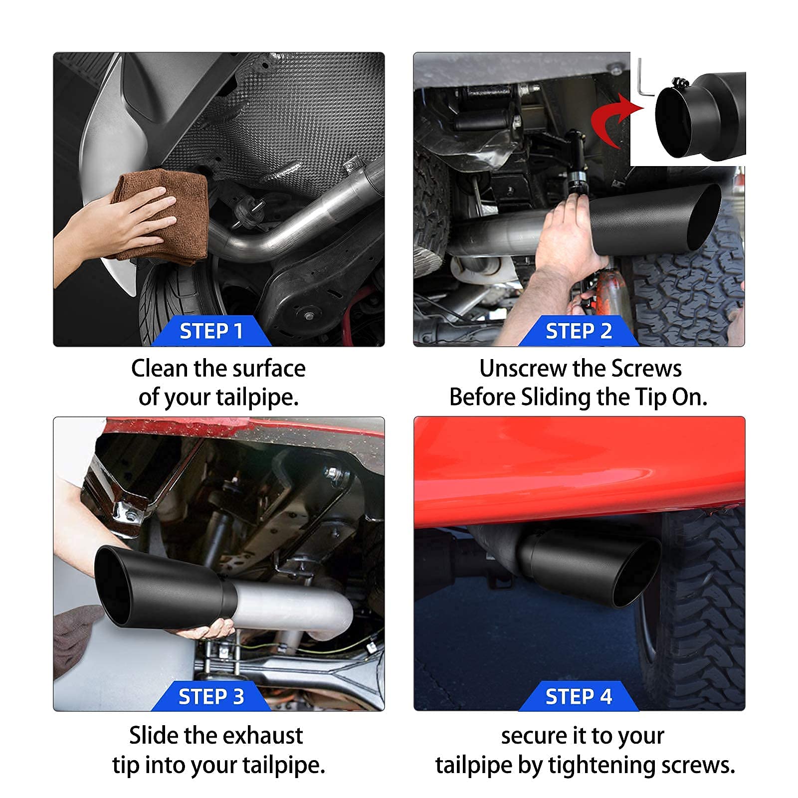 Autosaver88 5 Inch Exhaust Tip, 5'' Inlet 7'' Outlet 15'' Overall Length Stainless Steel Exhaust Tip, Universal Diesel Exhaust T