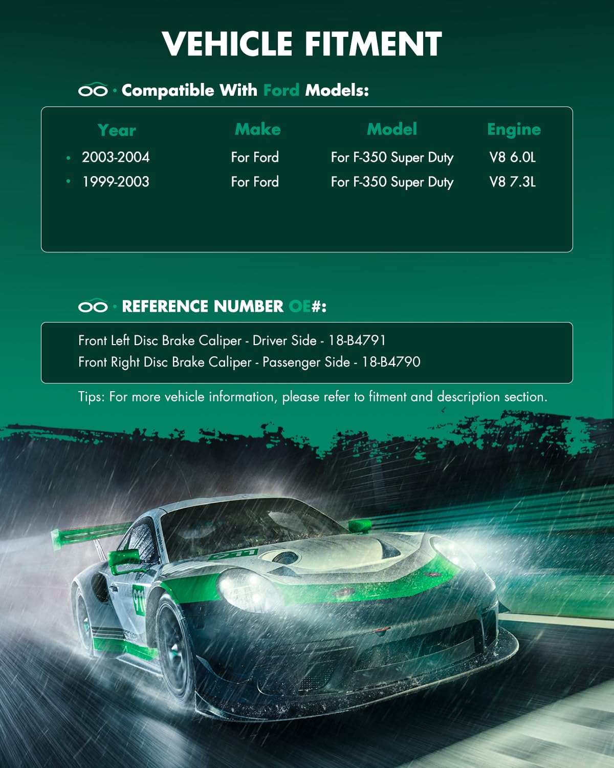 Scitoo 18-B4791 18-B4790 Front Left & Right Disc Brake Calipers Assembly W/Bracket For Ford For Excursion 2000-2005,For Ford For