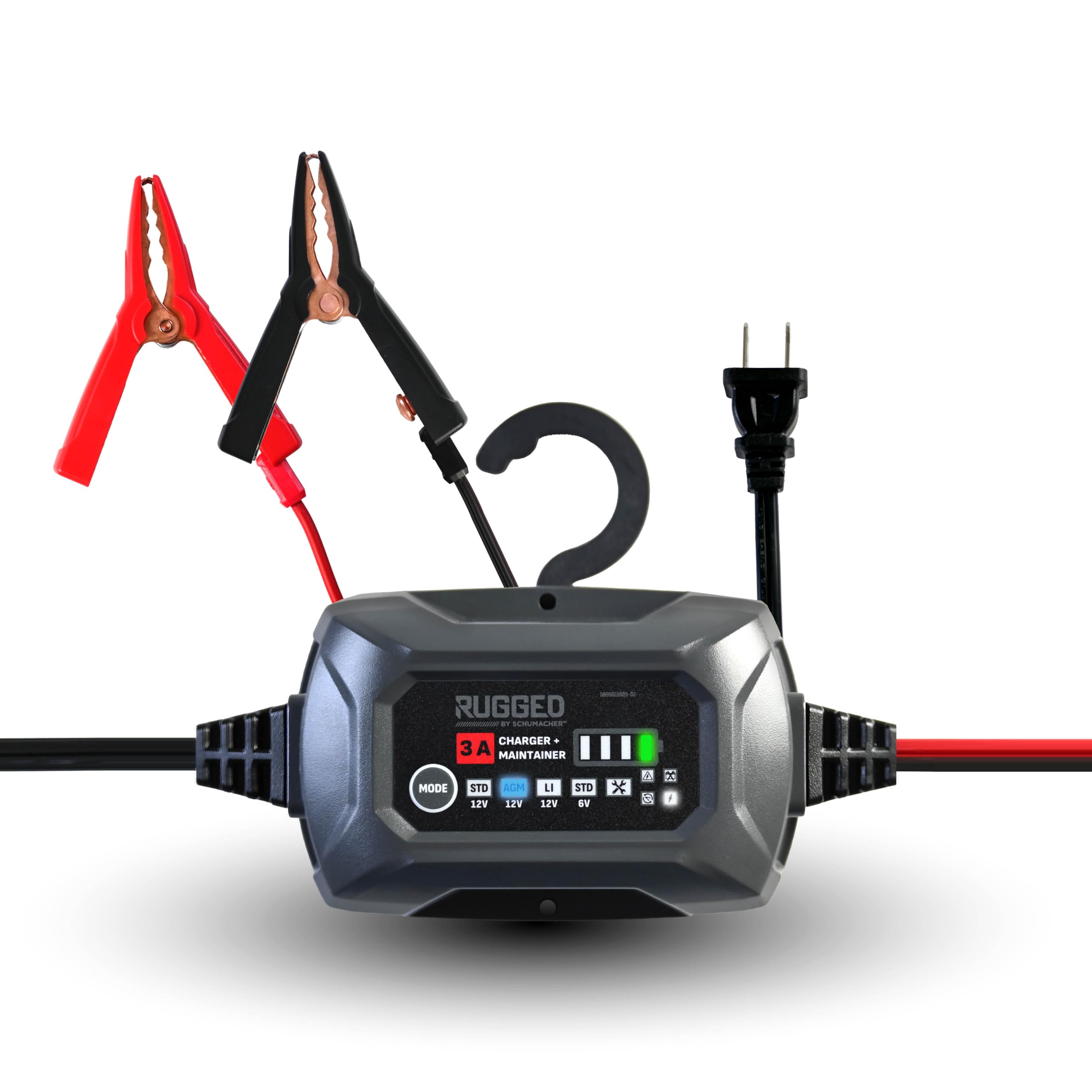 Schumacher Electric Rugged 3A Car Battery Charger and Maintainer, 3-in-1 Solution, for 6V/12V Power Sport, Automotive, and Marin