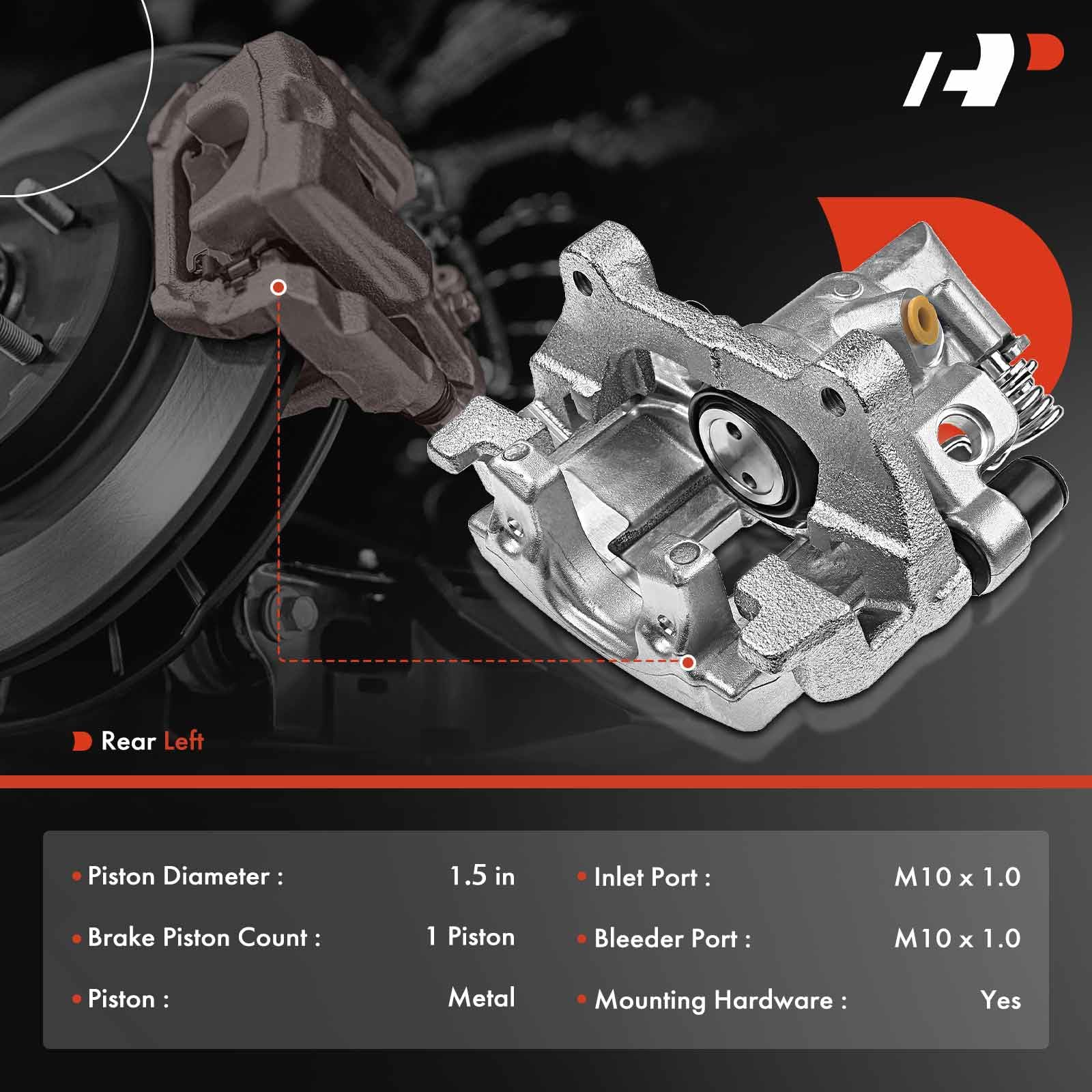 A-Premium Disc Brake Caliper Assembly With Bracket Compatible With Select Mazda Models - 5 2006-2010/2012-2015, L4 2.3L, L4 2.5L - Rear Left Driver Side