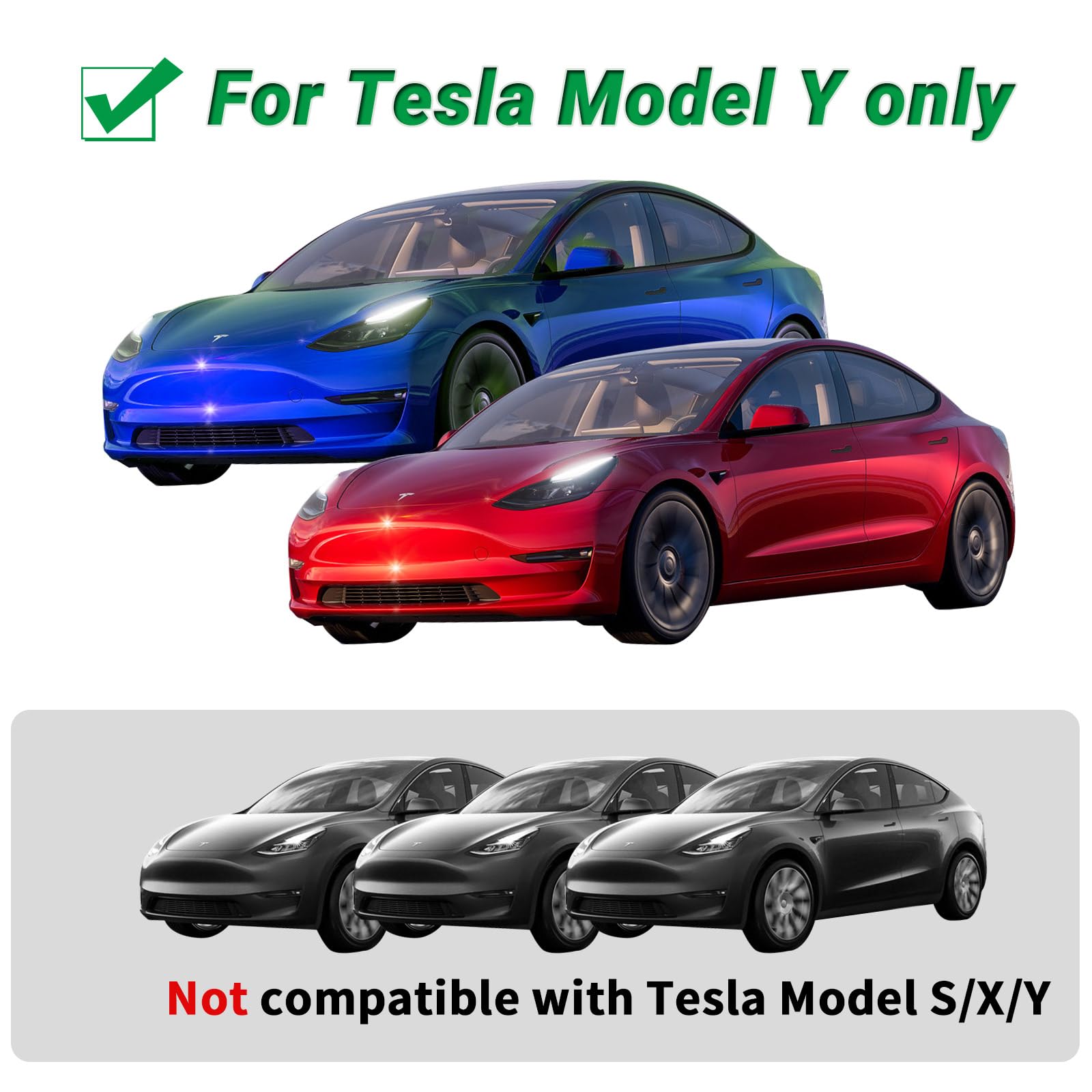 Nanaholy Model Y Accessories For Tesla 2024 2023 2022 2021 2020 Emblem Sticker 2Pcs/Set Logo Decal (Red)