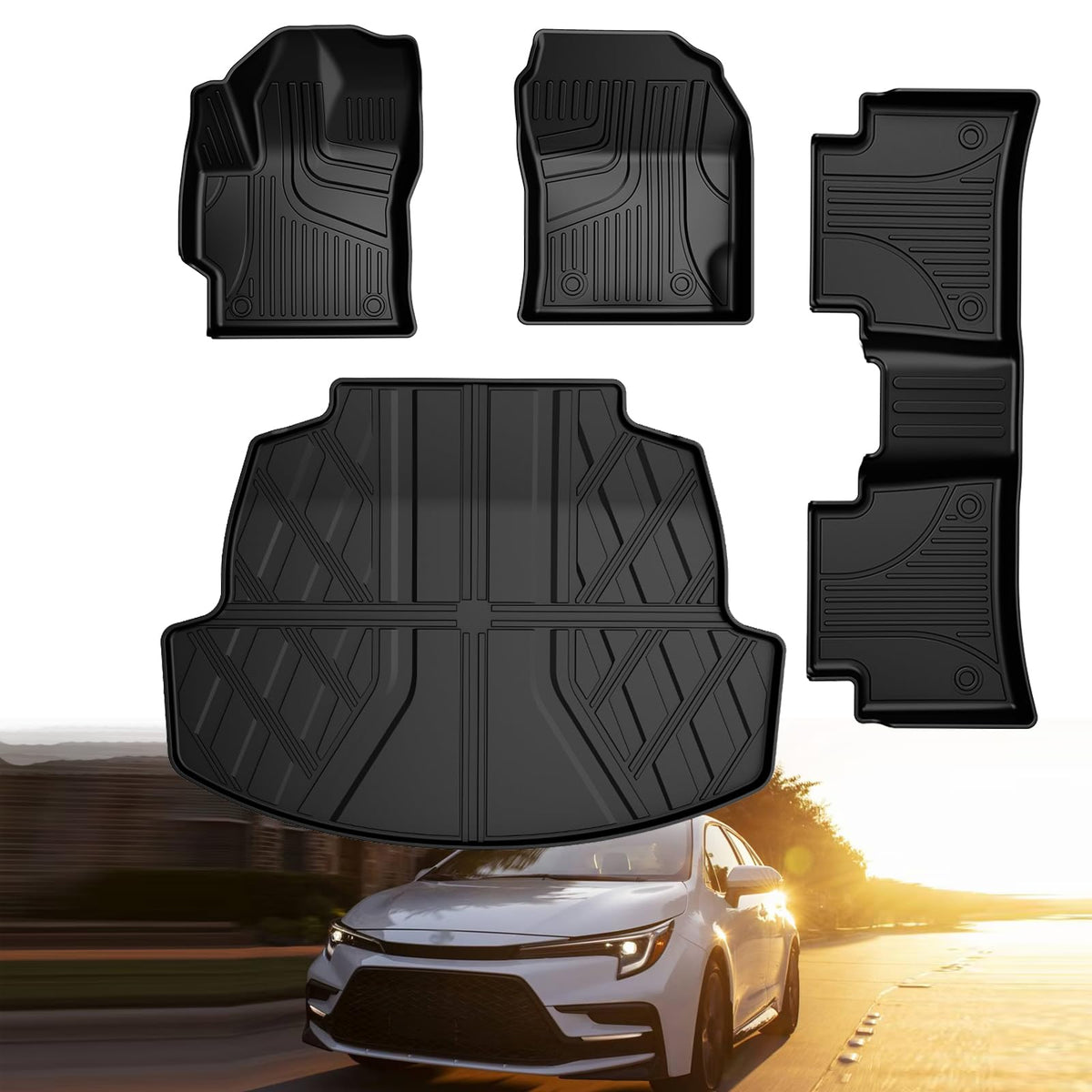 2025 Automotive Floor Mats & Cargo Liners Compatible With 2020 2021 2022 2023 2024 Toyota Corolla Floor Mats & Trunk Mat Set, Al
