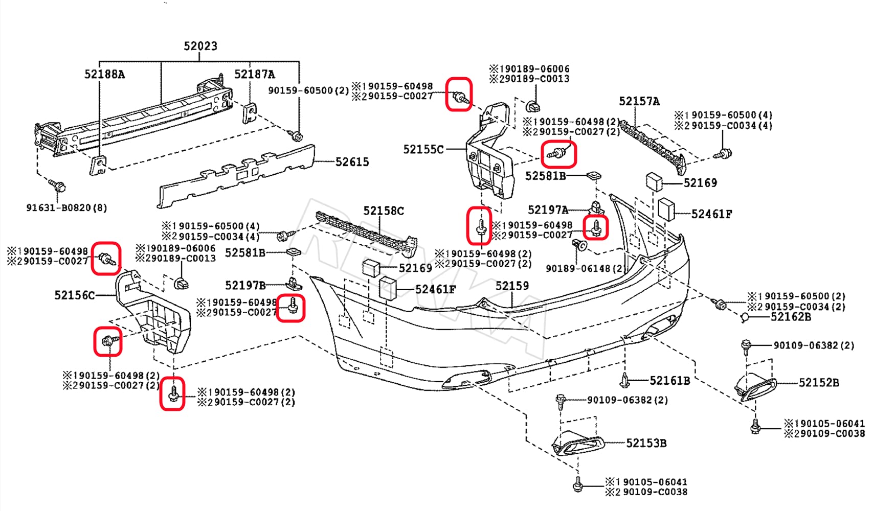 Rexka 20Pcs Fender Liner Screw Bolt For Toyota Lexus 90159-60498 Tacoma,Tundra,Highlander, Rav4, Es,Gs,Is,Ls,Rx