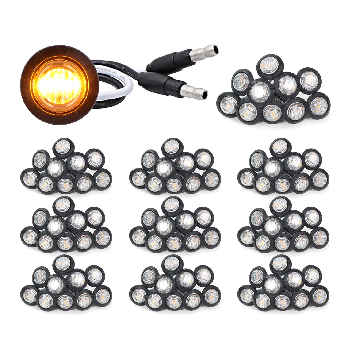 Meerkatt 3/4 Inch Round Mini Side Marker Clearance Lamp Sealed Indicator Smd Lights With Plug Trailer Truck Lorry Pickup Atv 12V