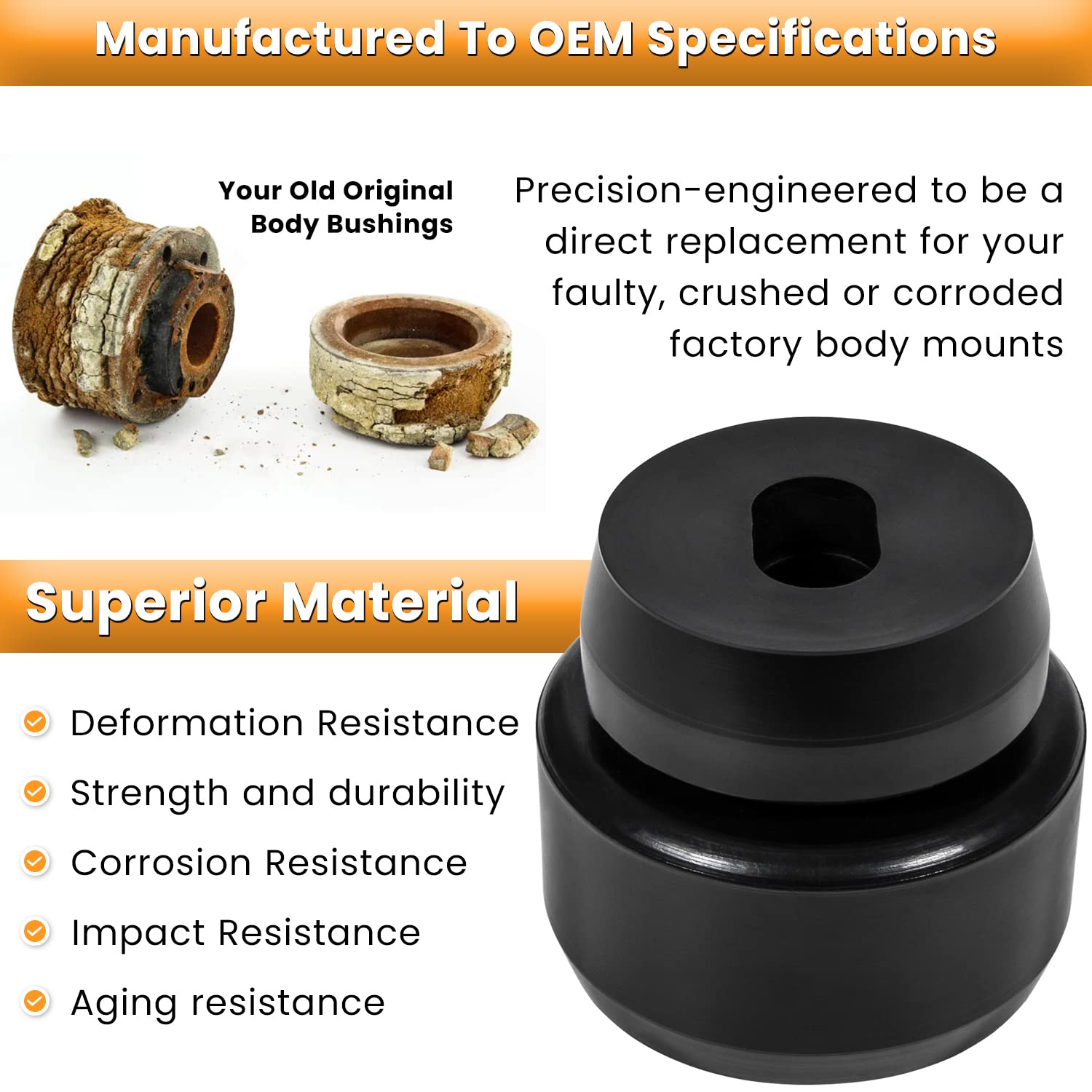 7-141 Body and Cab Mount Bushing Kit for Chevy Silverado & Sierra 1500/2500 2WD/4WD 1999-2014 Polyurethane Body Cab Mounts & Was