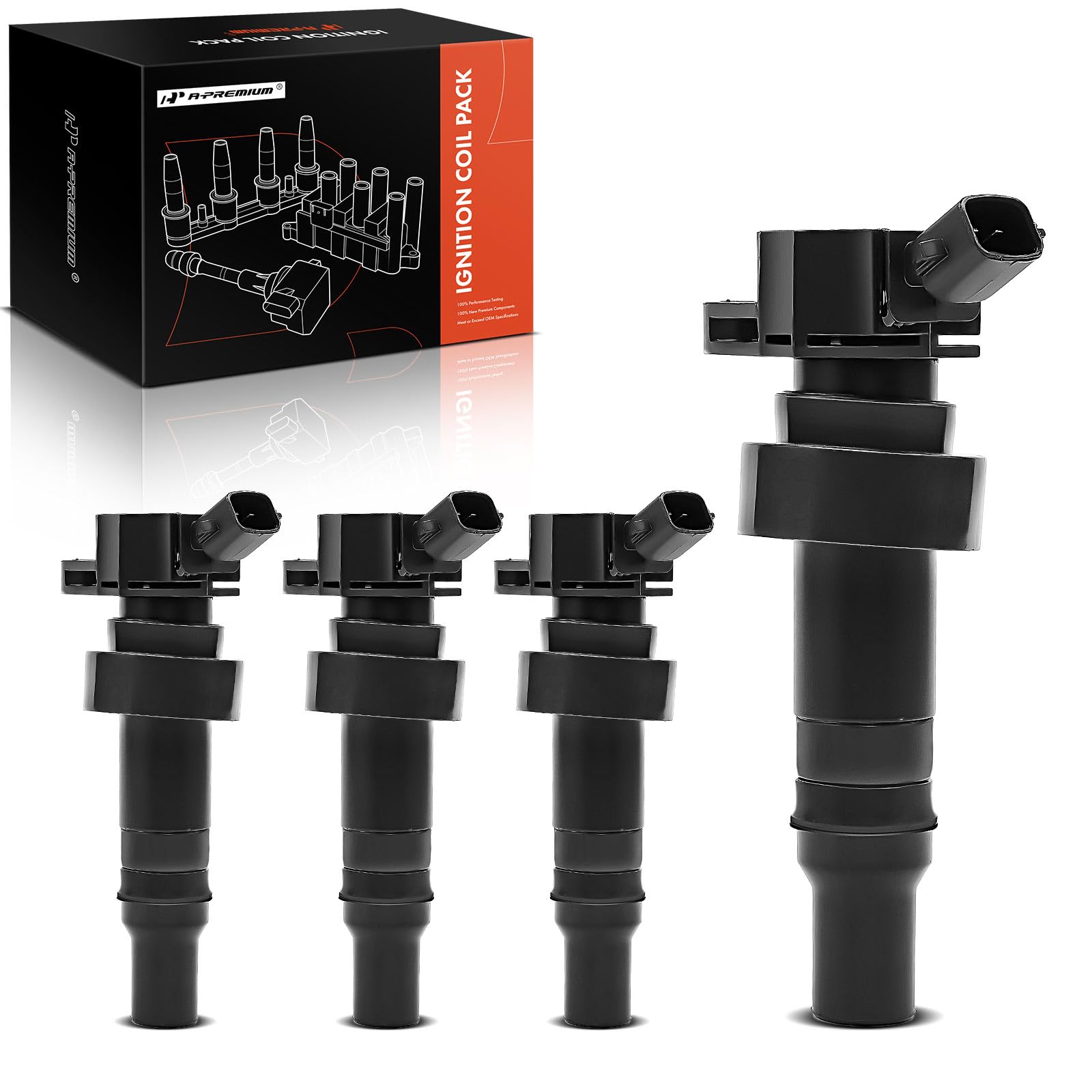 A-Premium Ignition Coil Pack Set of 4 Compatible with Hyundai Accent 2012-2020 Veloster 2012-2017 Kia Rio Soul 2012-2019 L4 1.6L