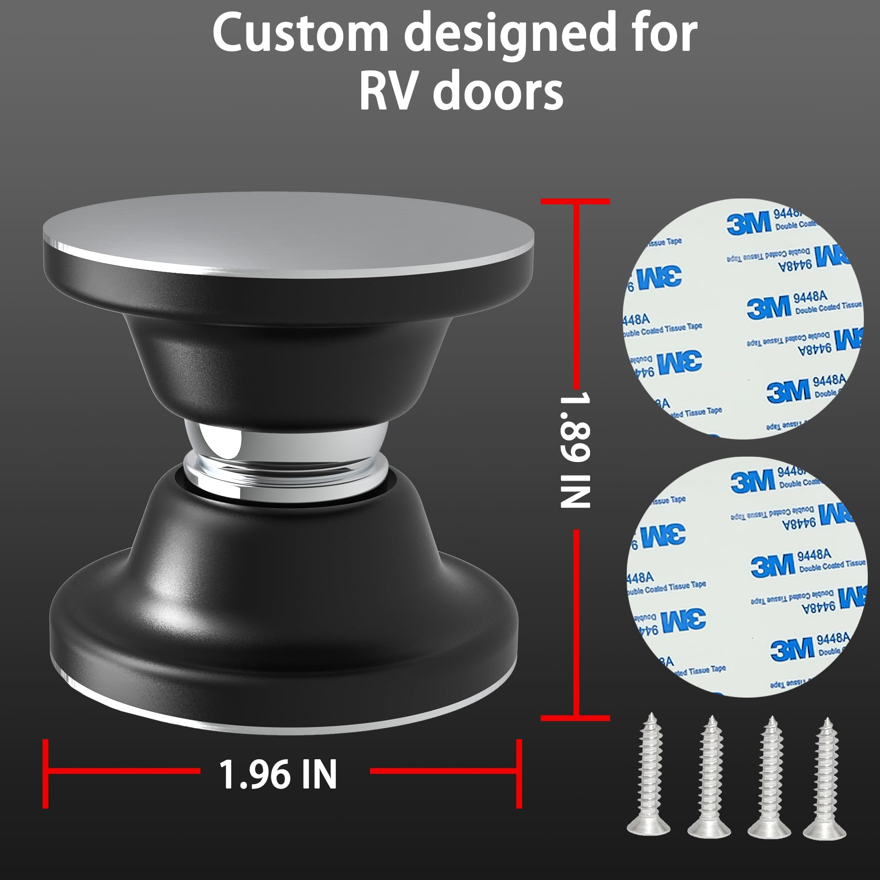 Magnetic RV Door Holder for Trailer, Camper, Motorhome,Cargo Trailer - Black Finish, Easy to Use (2-Pack)