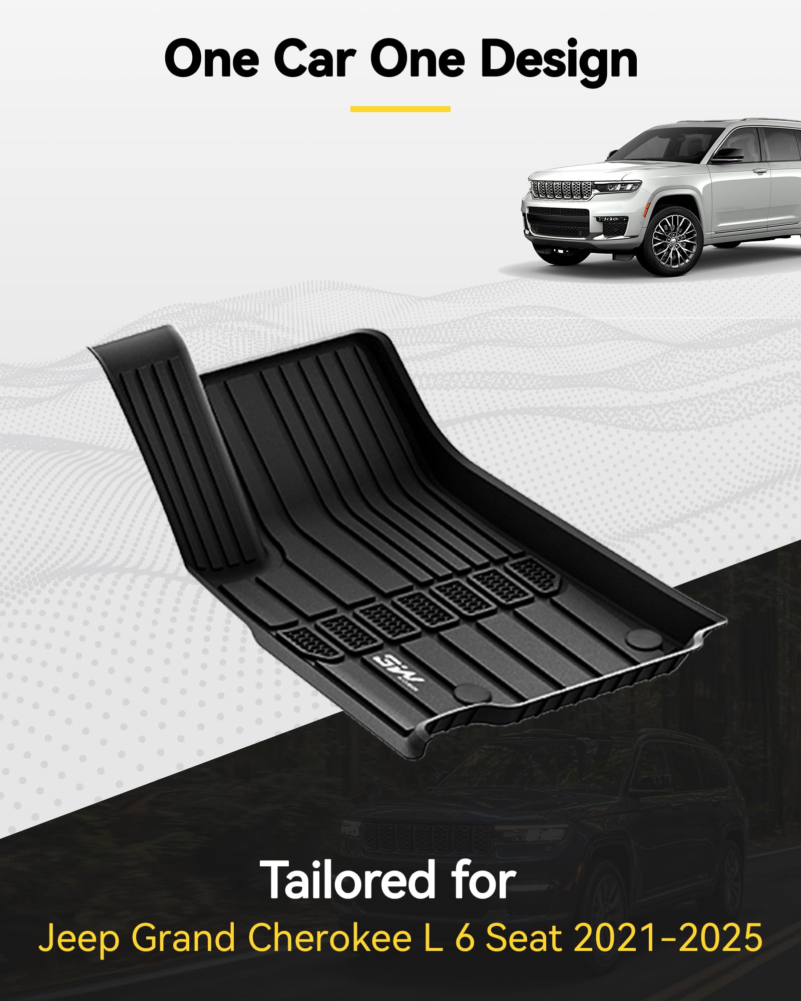 3W Floor Mats Fit For Jeep Grand Cherokee L 2021-2024 2025, Tpe All Weather Custom Fit Floor Liner For 1-3 Rows Full Set Car Mat