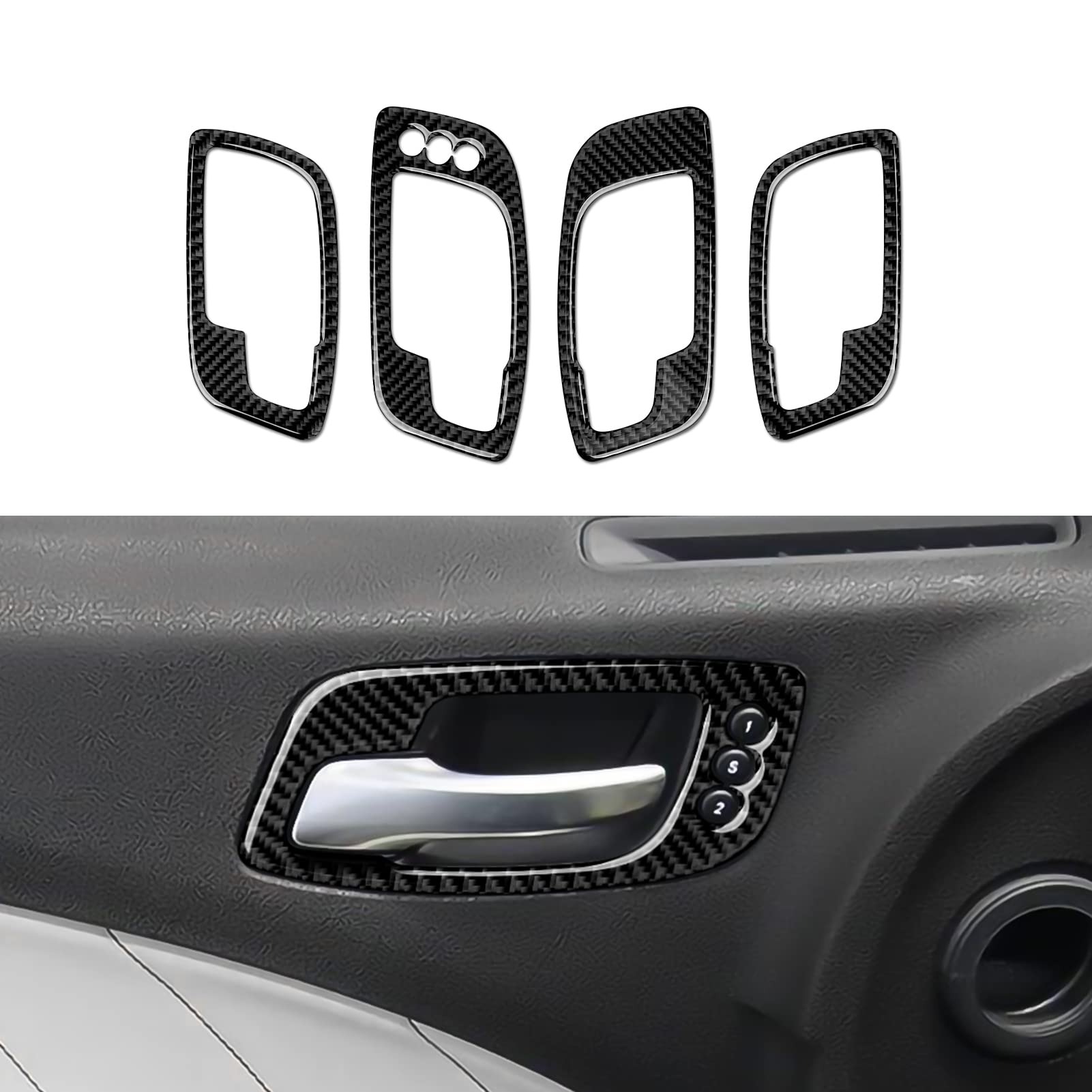 Brmyl Car Inner Door Handle Bowl Decals For 2011-2023 Dodge Charger/Chrysler 300 Accessories Carbon Fiber Interior Stickers (Wit