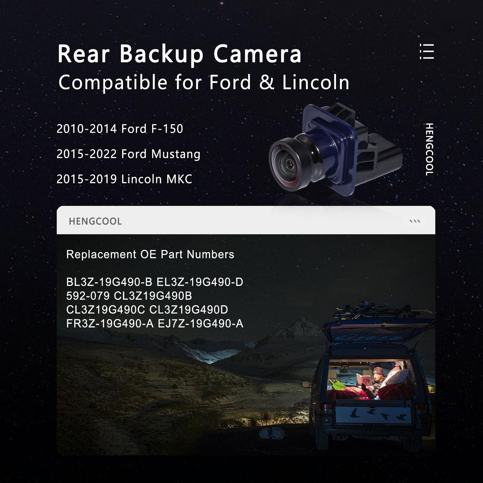 Hengcool F150 Backup Camera, Rear View Back Up Camera Compatible For Ford F150 2010-2014,For Ford Mustang 2015-2022,For Lincoln