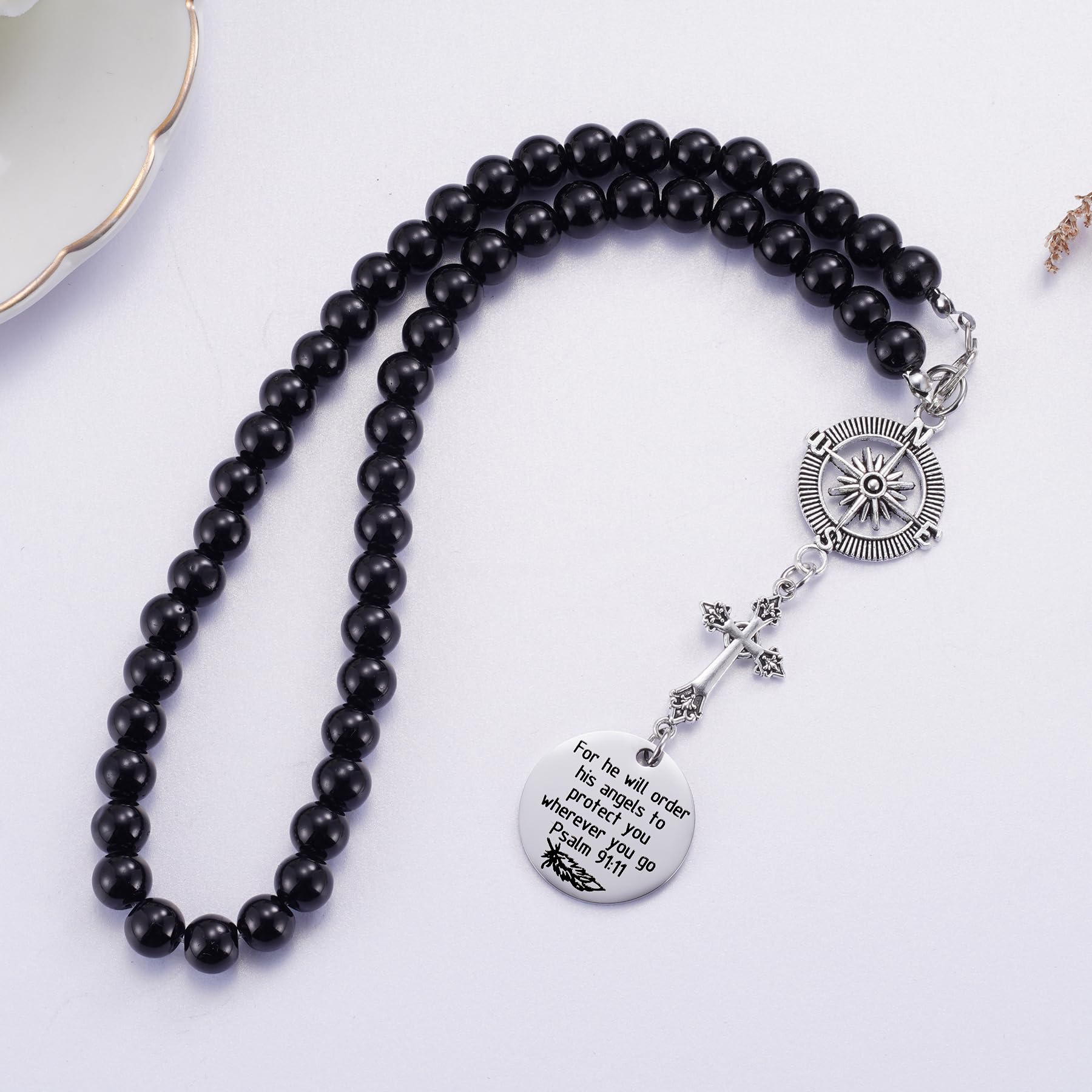 Cross Car Charm, for He Will Order His Angels to Protect You Wherever You Will Go, Rear View Mirror Car Charm, Psalm 91:11, Bibl