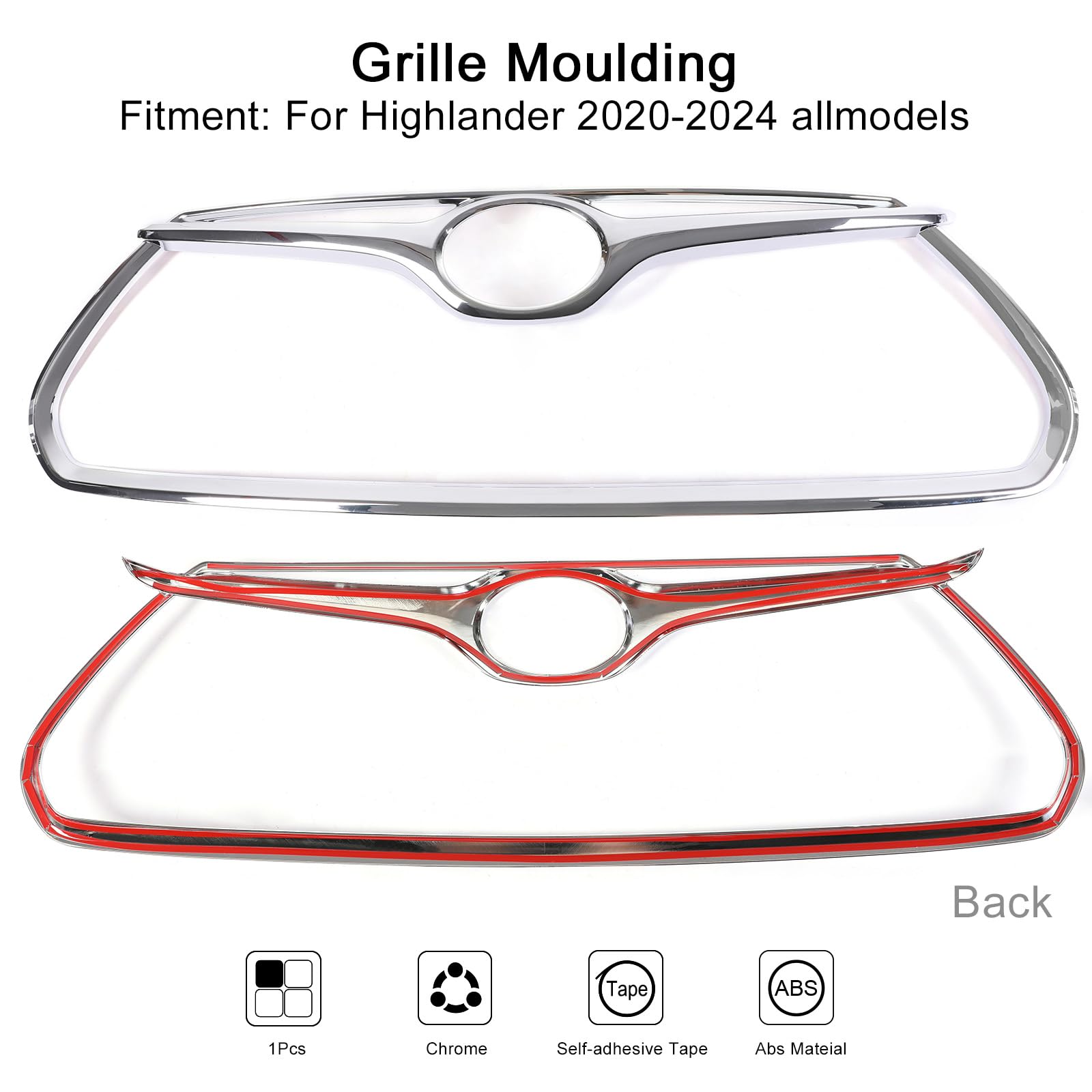 For Toyota Highlander Grille Mesh Cover Trims, OEM Style Sporty Luxury Front Grille Frame for Highlander 2025 2024 2023 2022 202