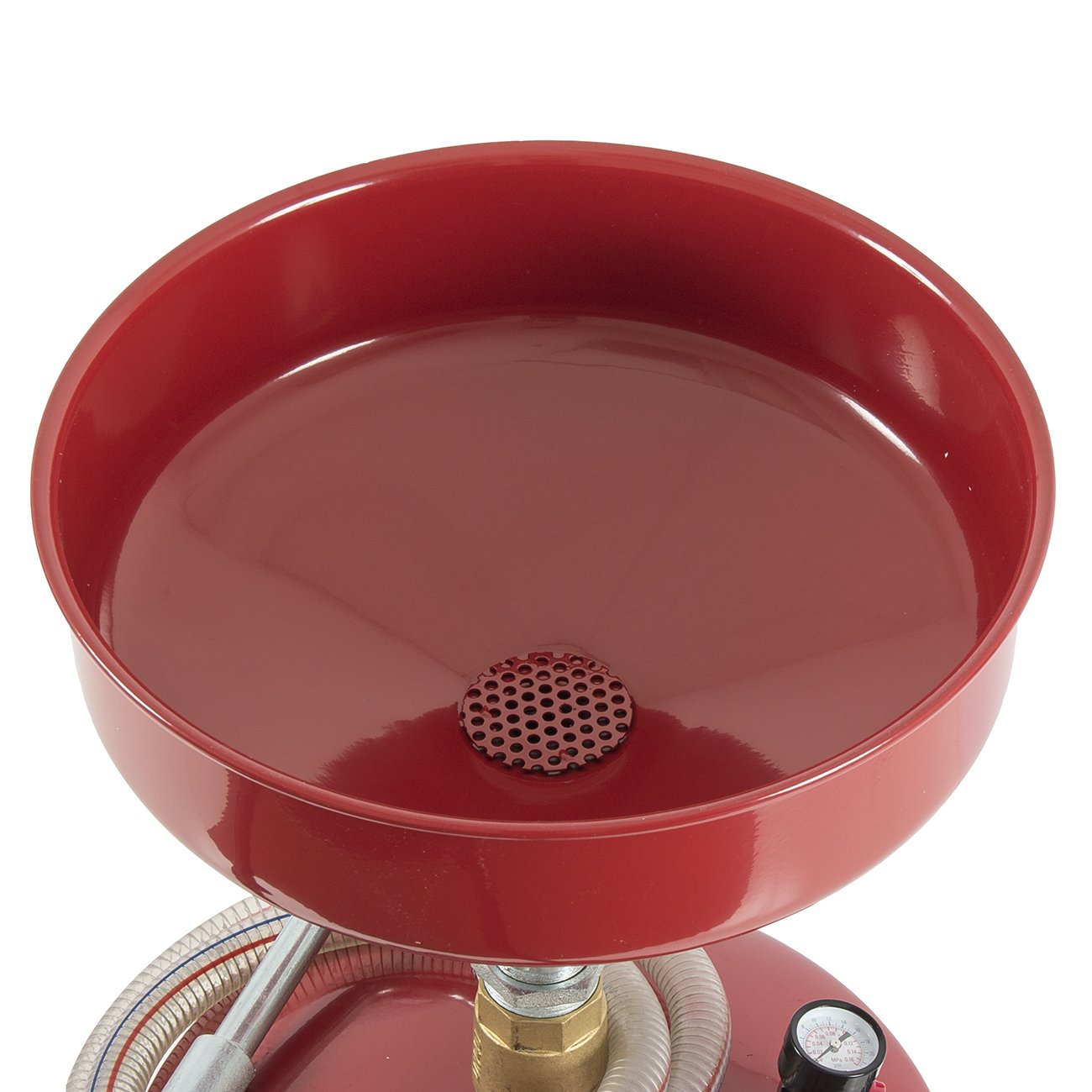 Arksen 20 Gallon Waste Oil Change Tank, Portable Air Operated Fluid Drain Disposal With Adjustable Height, Heavy Duty Construction With Wheels, Automotive - Red