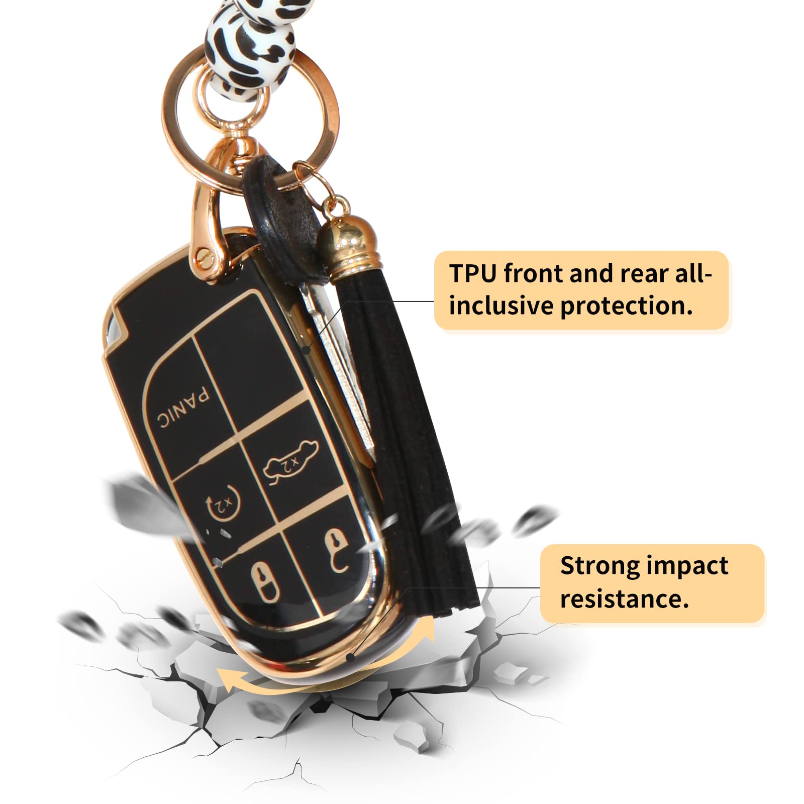 Qfungye For Jeep Accessories Wristlet Key Fob Cover, Anti-Fingerprint Special Tpu Key Case,Compatible With Grand Cherokee Renega