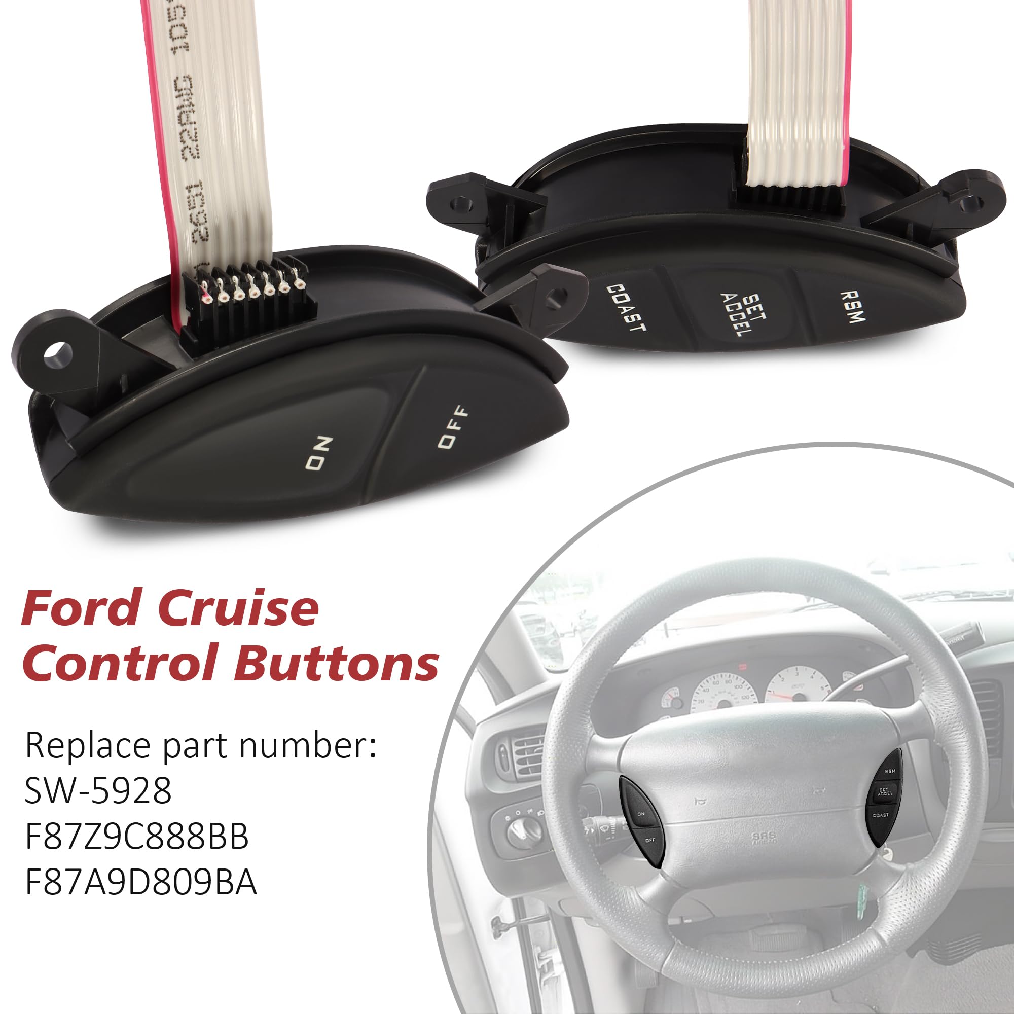 Basiker Steering Wheel Cruise Control Switch Buttons Multi-Function Combination Fit For 1998-2003 Ford Ranger 1998-2005 Ford Exp