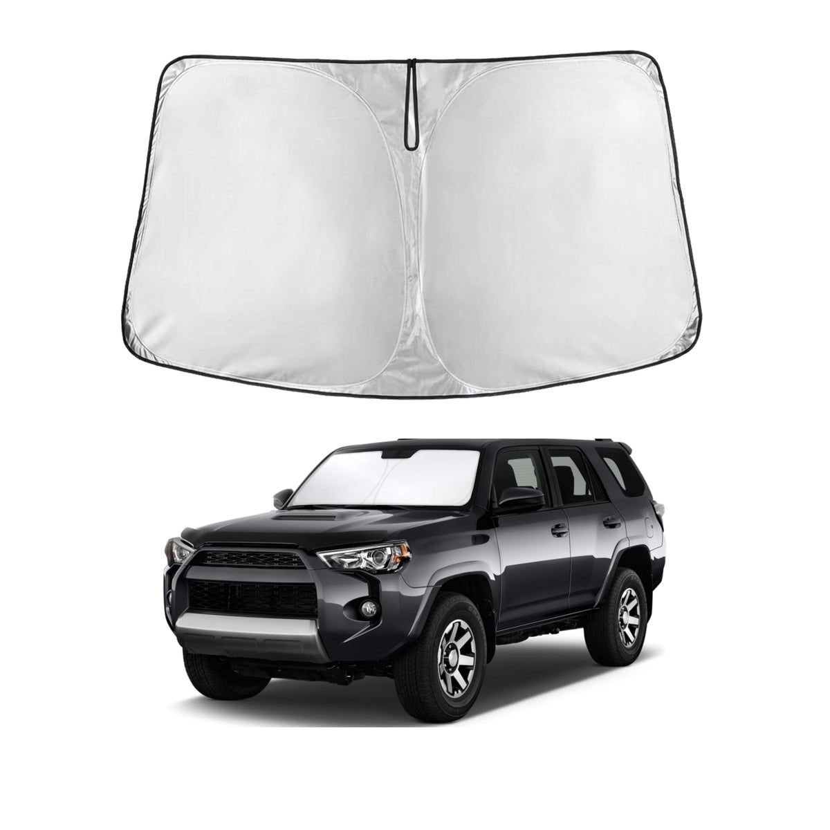 Toyota 4Runner 2010-2024 2025 - Protective Foldable 4 Layers Front Window Shade - Econour 240T Custom Fit Compatible For Retract