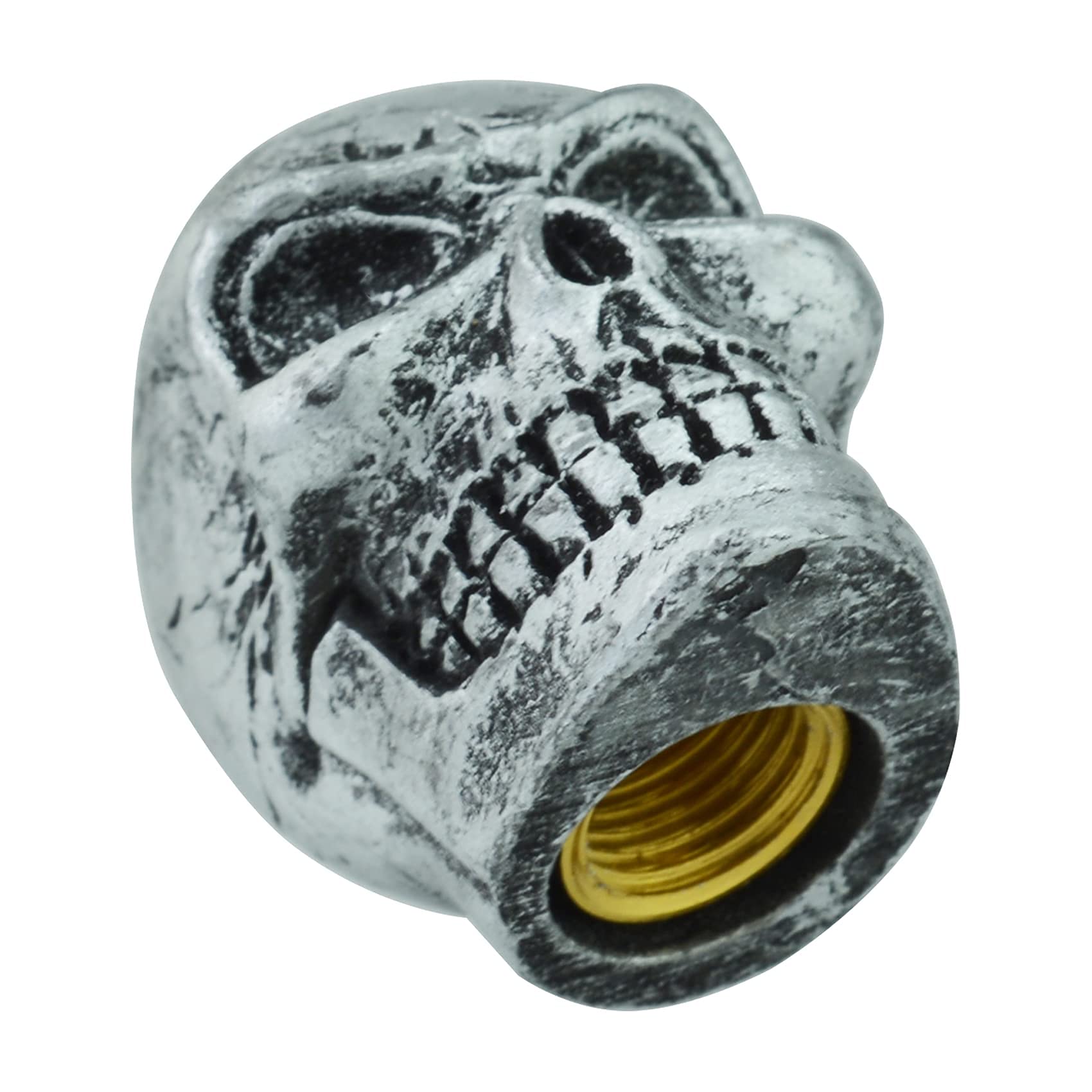 Abfer Skull Tire Wheel Air Cap Valve Stem Covers Car Decorative Accessories Fit Most Vehicle Truck Motorcycles Bikes (Silver)