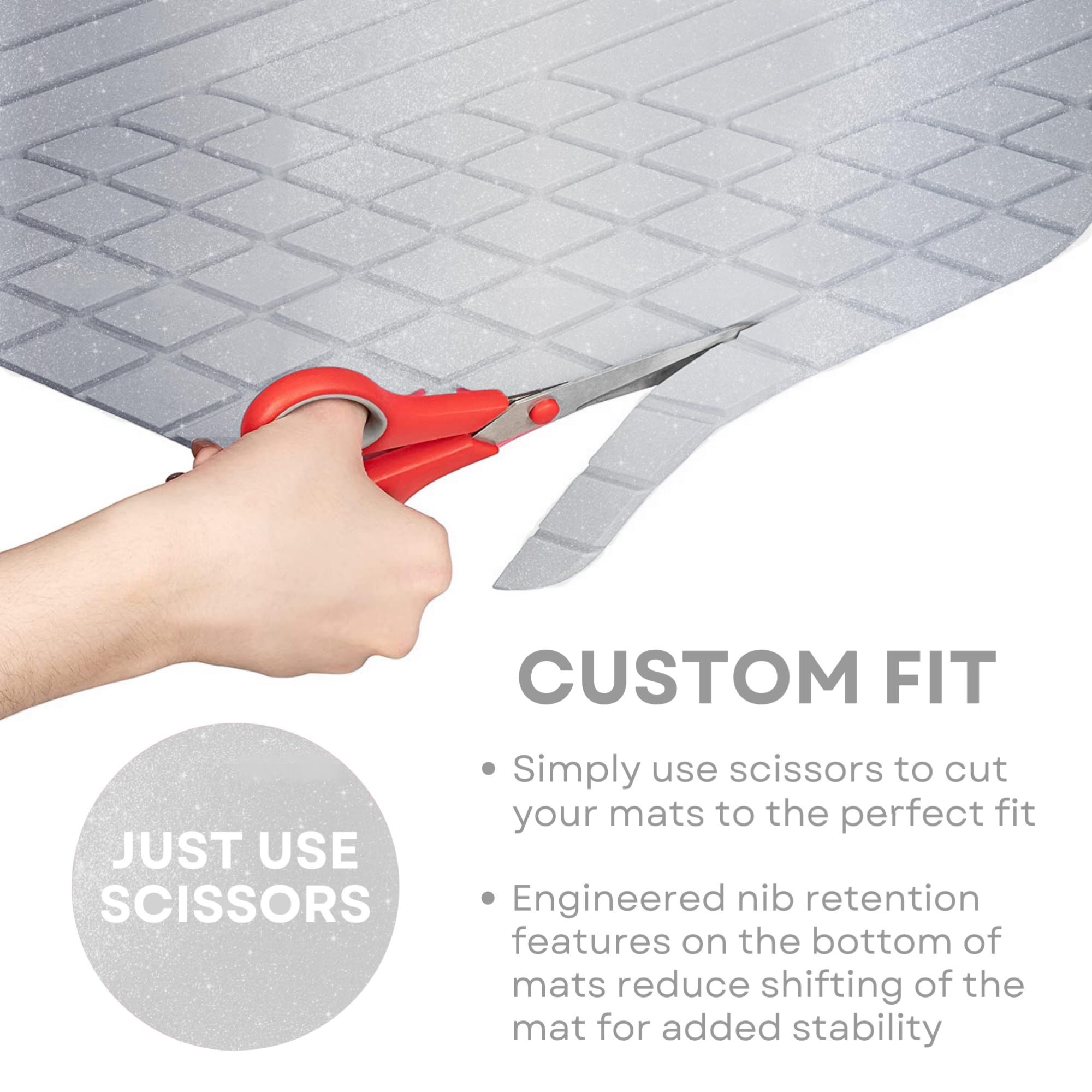 Baselayer Cut-To-Fit Light Gray 4-Piece Car Mats - Universal Waterproof Floor Mats For Most Vehicles, Durable All-Weather Mats -