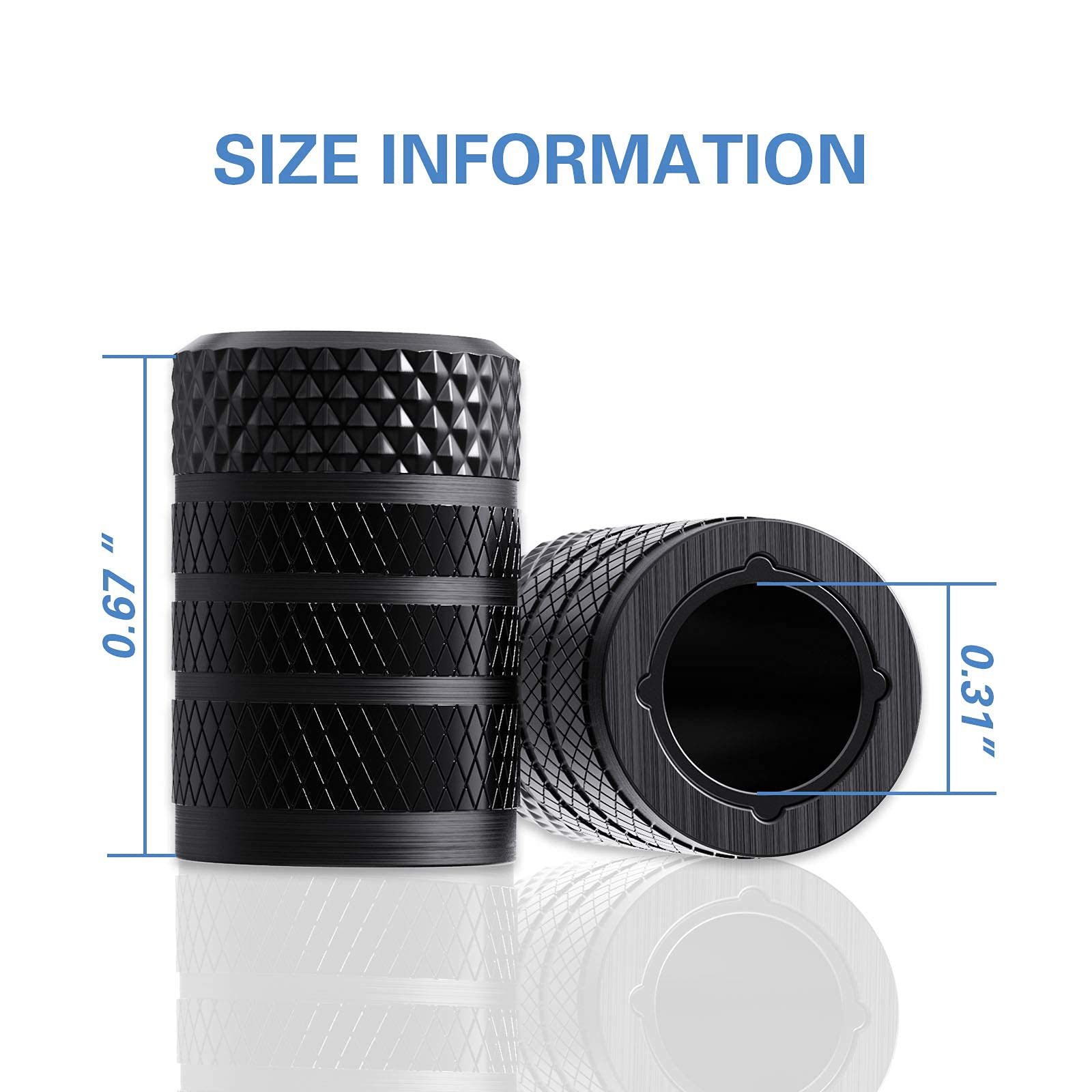 Ckauto Tire Valve Stem Caps, Black, 4 Pcs/Pack, Anodized Aluminum Tire Valve Cap Set, Corrosion Resistant, Universal Stem Covers