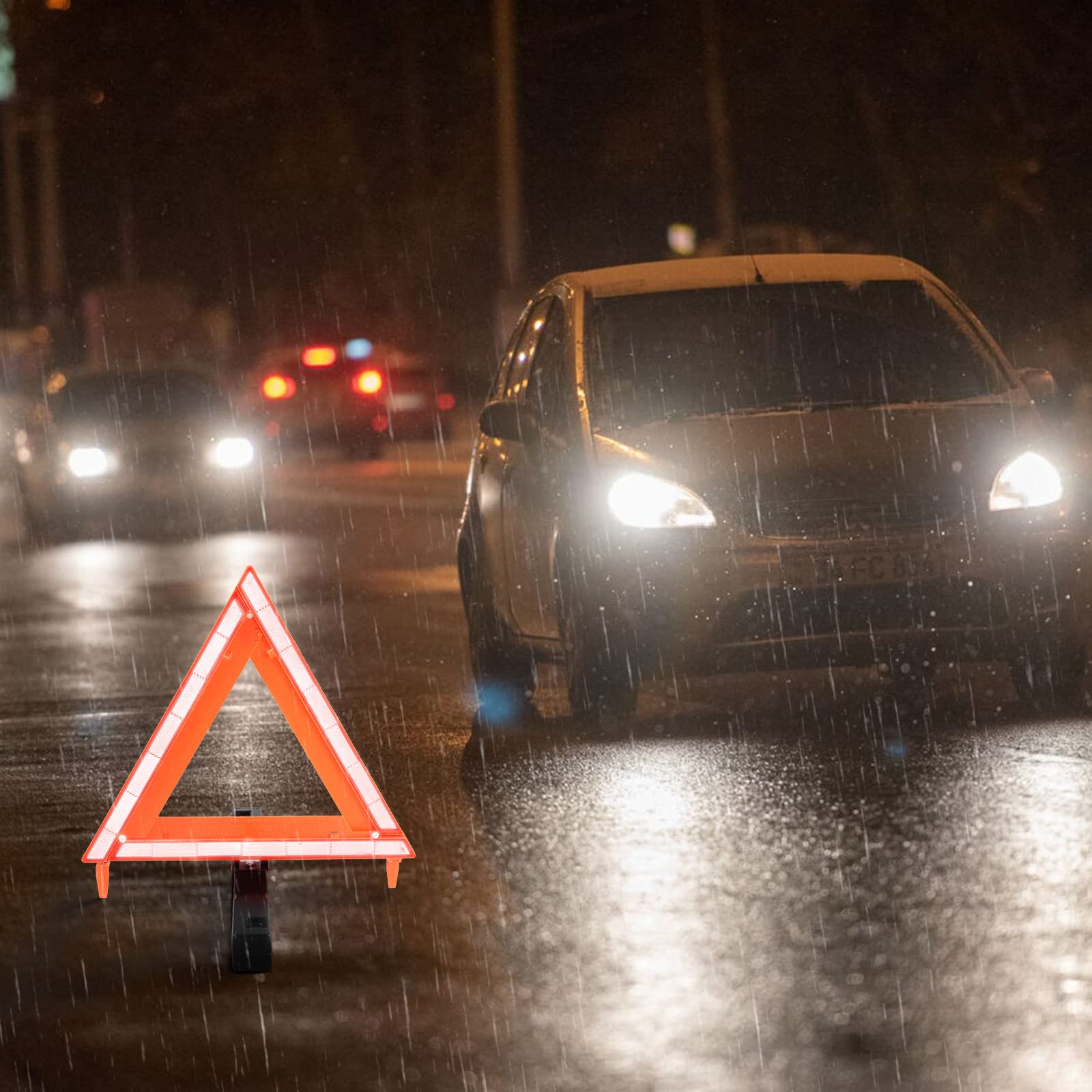 WORKKOOL Safety Triangles DOT Approved, Standard Warning Triangles Enmergency Reflector, Emergency Triangles for Vehicles with C