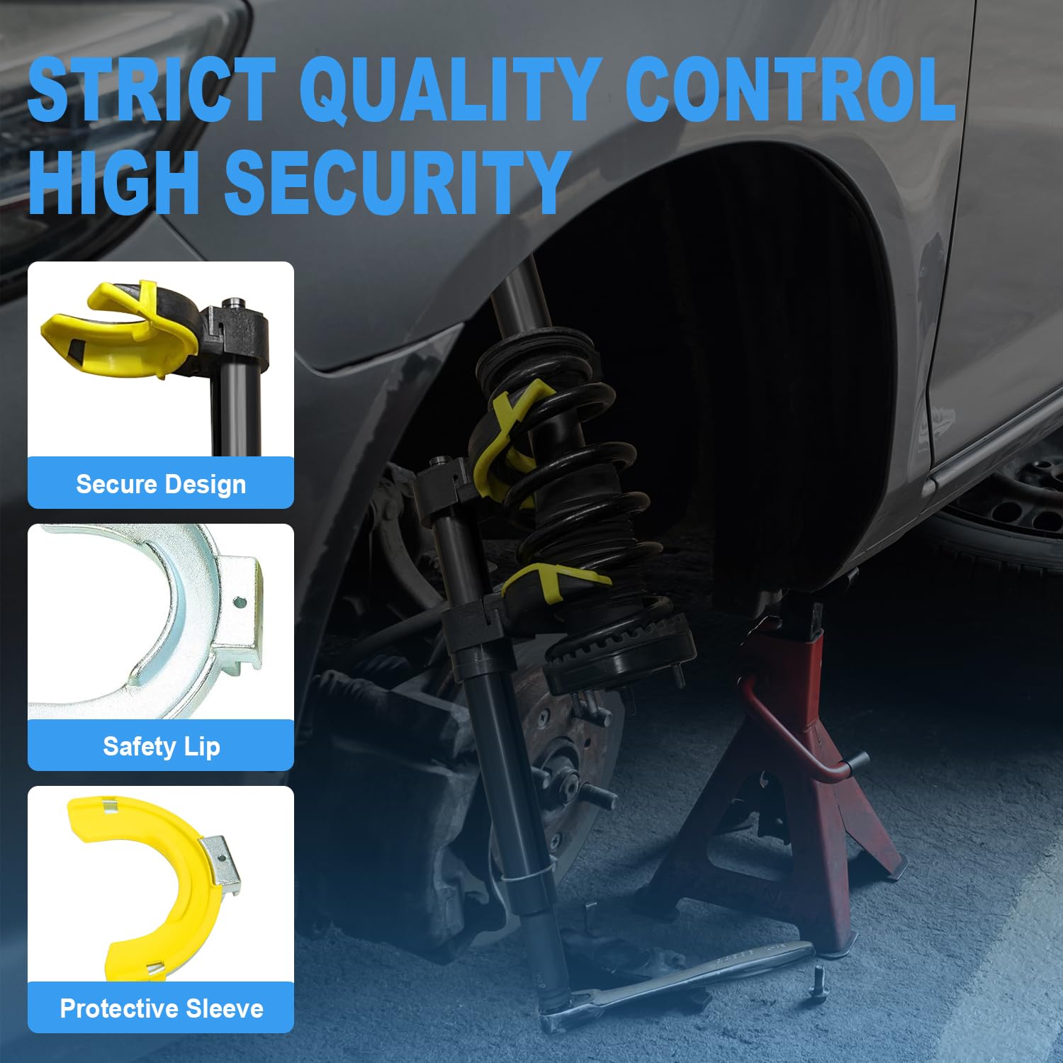 8Milelake Macpherson Strut Spring Compressor Kit Interchangeable Fork Coil Extractor Tool Set