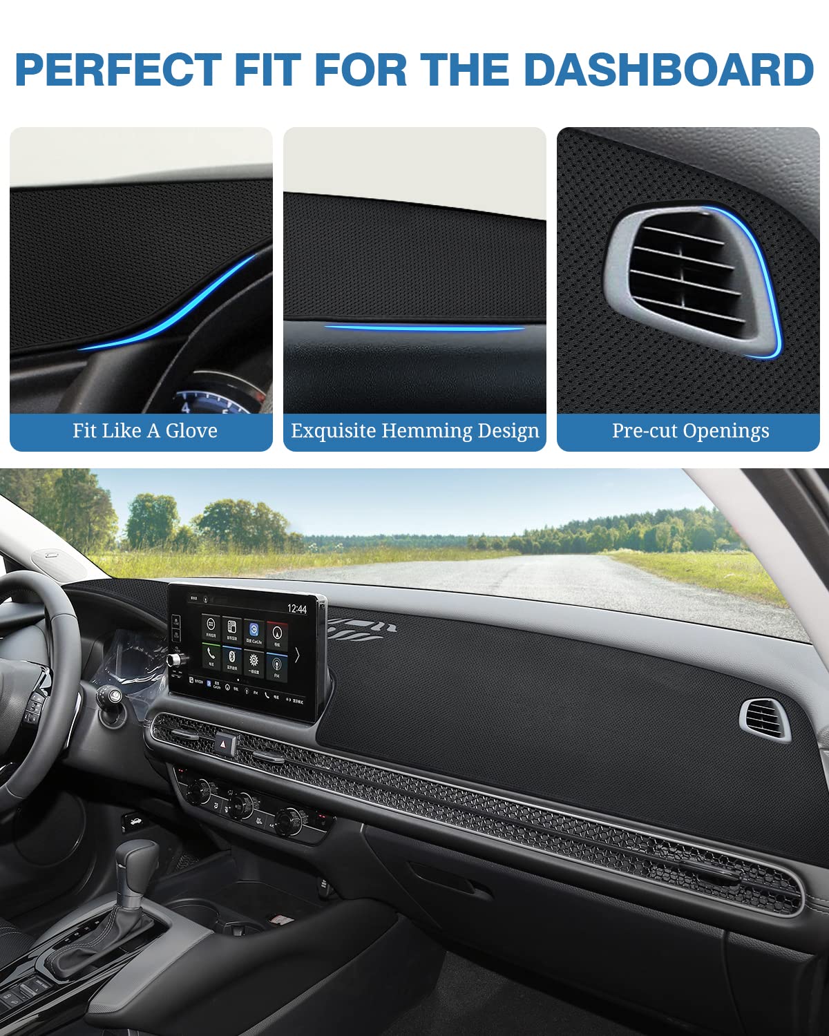 Fiilines Dash Cover For Honda Hr-V 2023-2025 Hrv, Dashboard Mat Hrv Accessories Mesh Dash Mat Sunshade Nonslip Protector No Glar