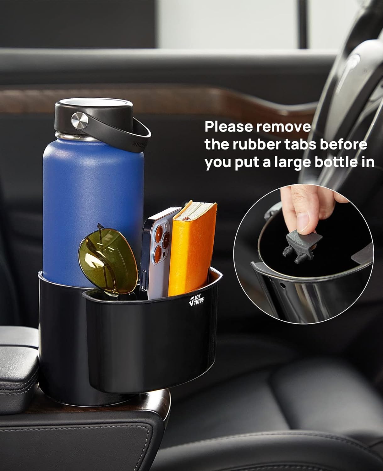 Joytutus Cup Holder Expander With Storage Box For Car, Large Cup Holder Adapt Most Regular Cup Holder 18-40Oz, Fit In 2.75-3.25I
