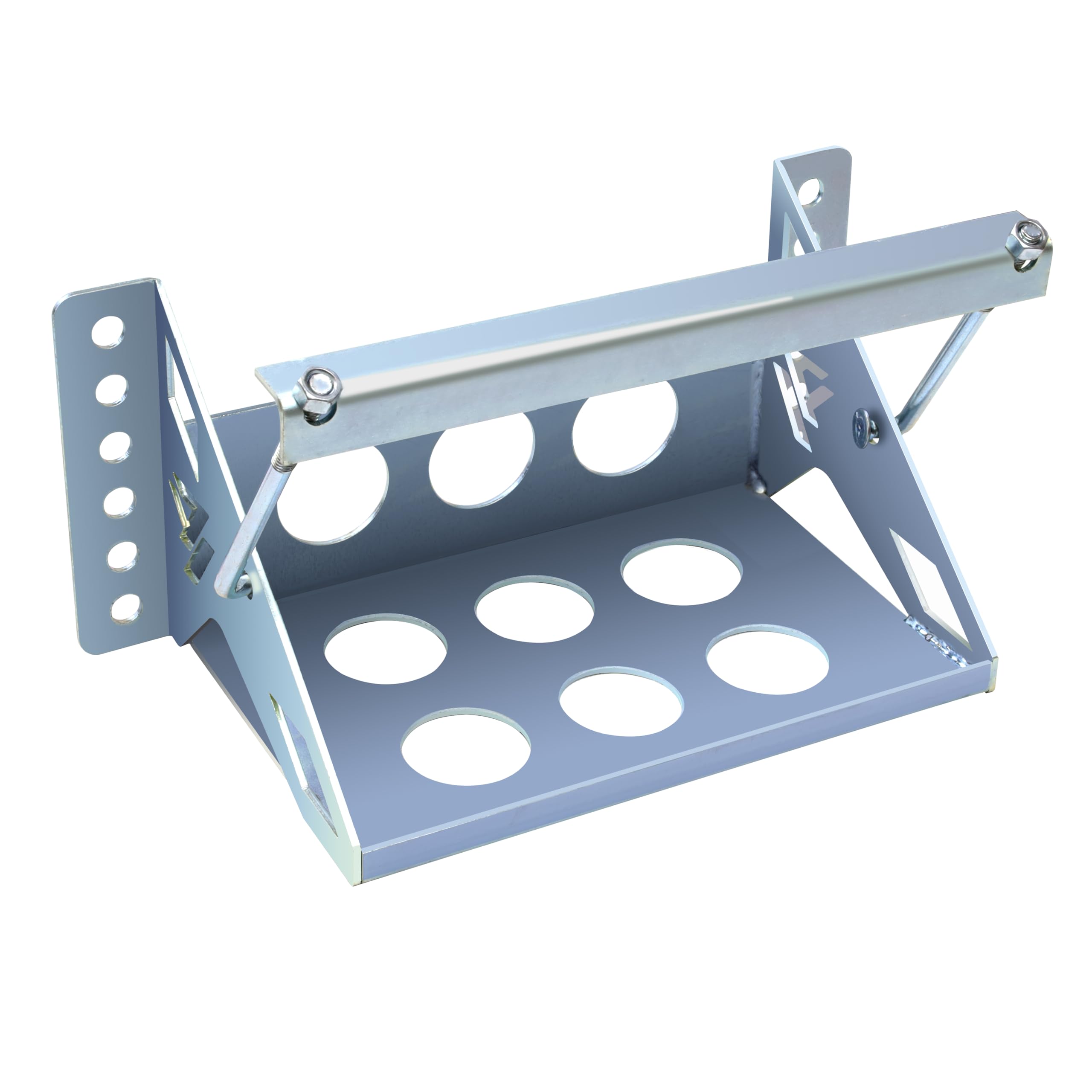 Metal Steel Bolt-In Battery Mounting Box Tray Bracket Hold Down Universal Lightweight 14.375'' Oal - Fits Up To 10.63''  7.06'' 