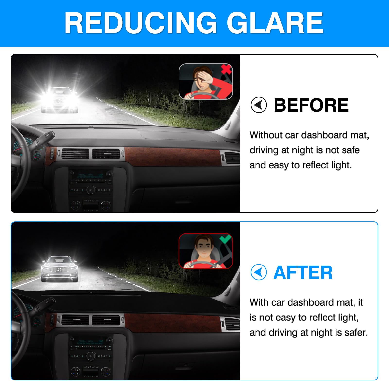 Autorder Dashboard Cover Mat For 2007-2013 Chevy Silverado Sierra,2007-2014 Chevy Tahoe Suburban Denali Avalanche&Gmc Yukon/Xl W