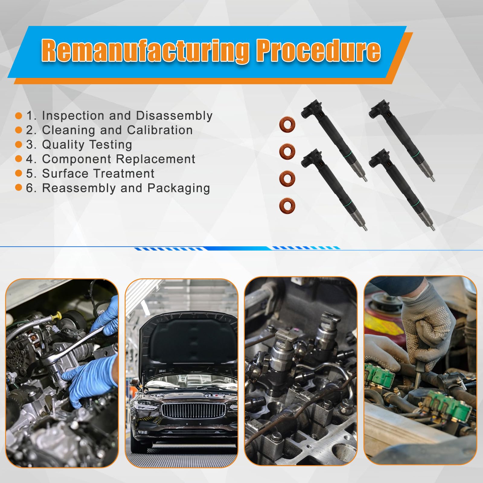 FIWARY 4PCS Fuel Injectors Exact Fit Replacement for Bobcat S450 S510 S550 S570 S590 S595 S630 S650 T450 T550 T590 T595 T630 T65