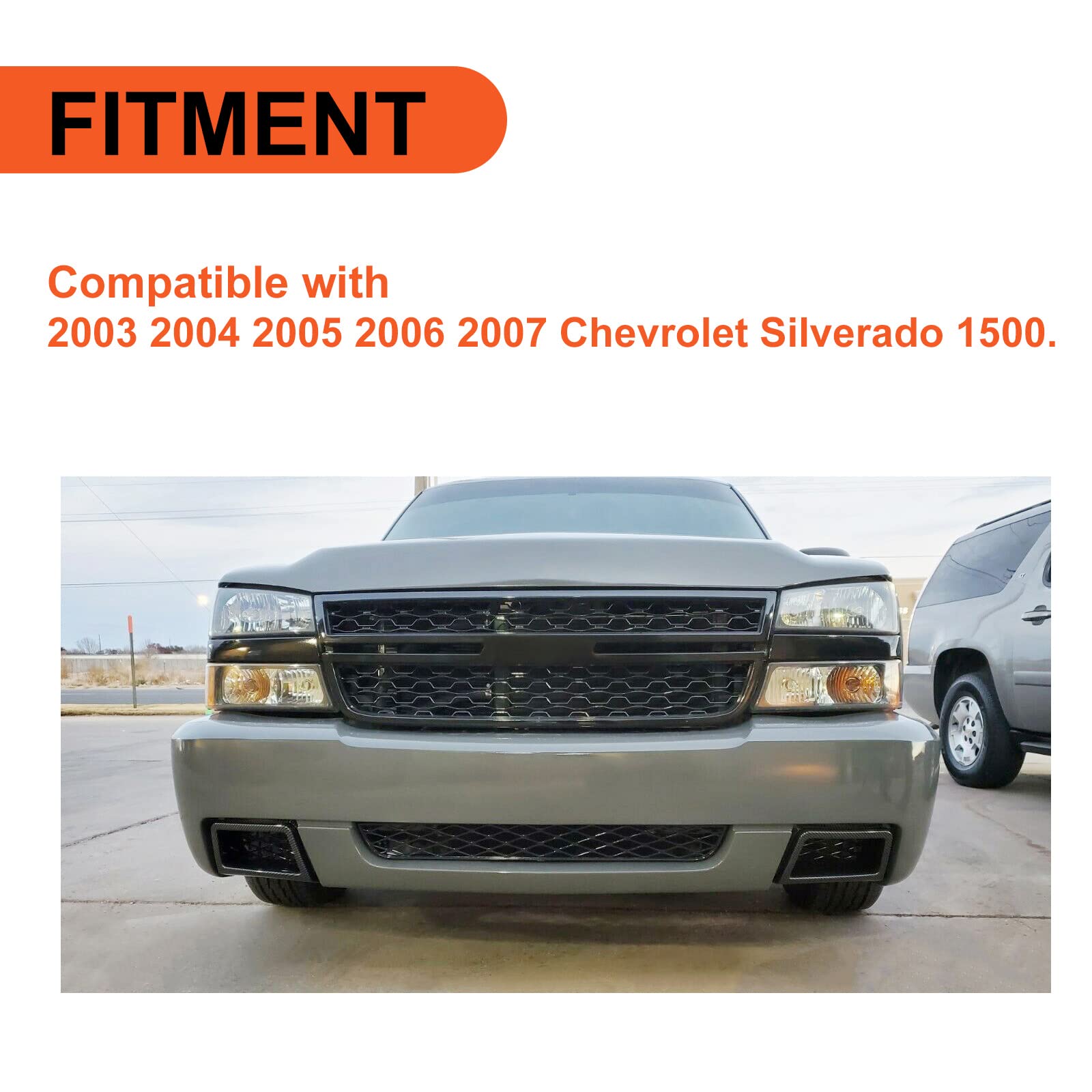 ECOTRIC Bumper Caliper Air Duct Set Compatible with 2003-2007 Chevrolet Silverado 1500 Pair Carbon Fiber Style Air Duct Vent Bezel Cover Trim 89025753 & 89025754