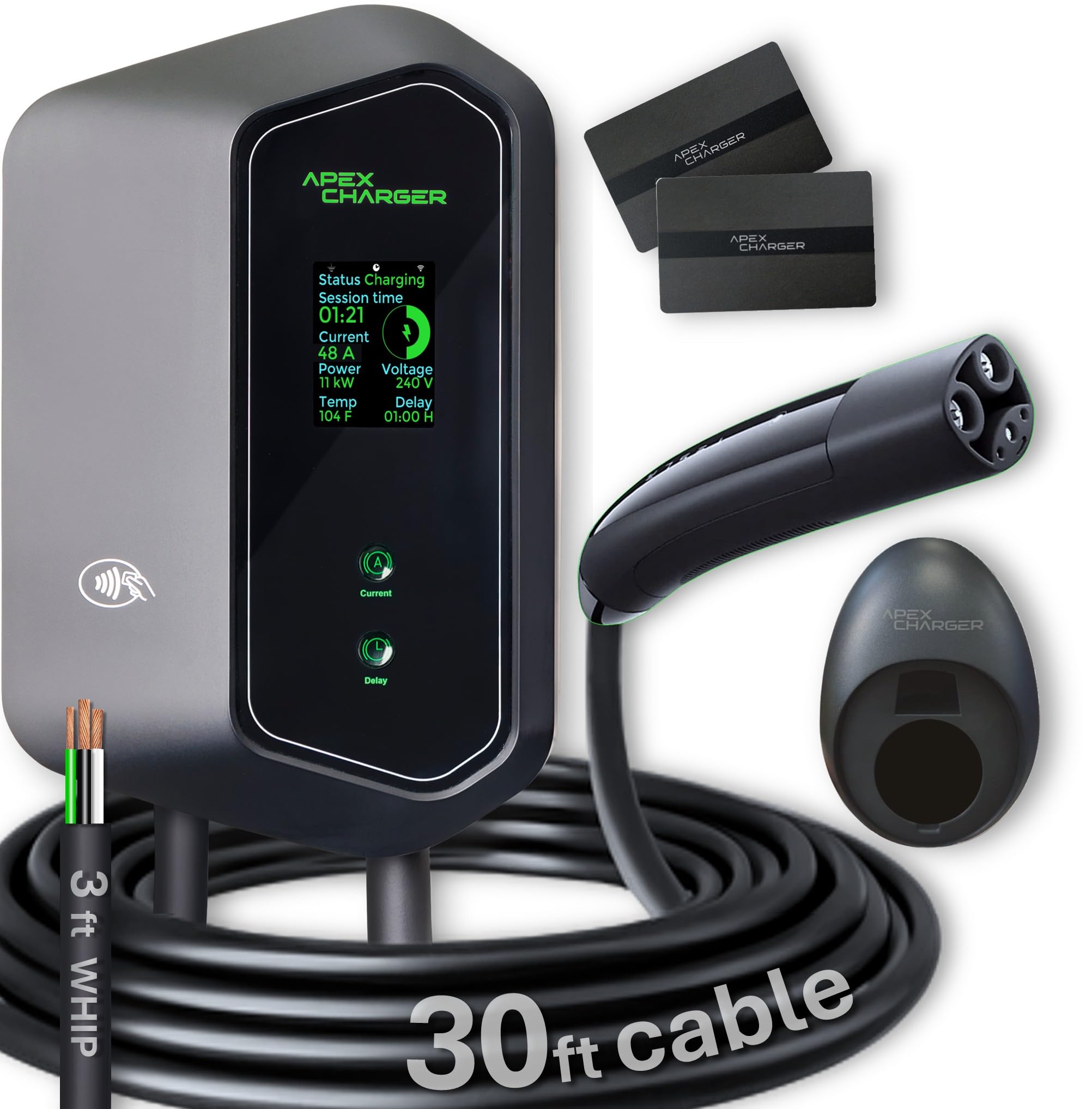 Gen 3 MACH 1 NACS charger. Fast 48 Amp Level 2 EV Charger hardwired (240V), 11.5kW wall-mount Electric Vehicle Charging Stations
