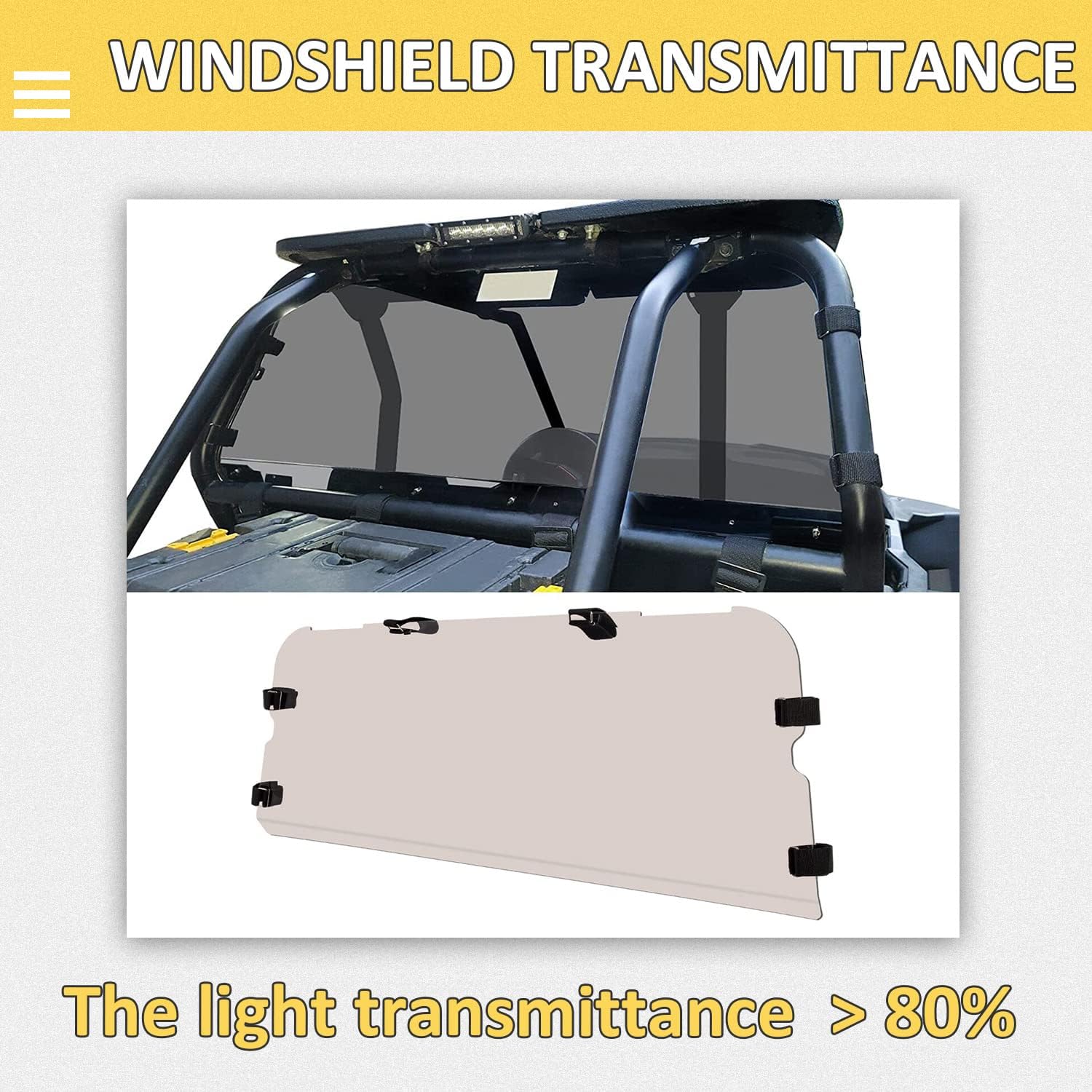 ECOTRIC Tinted Rear Windshield Compatible with 2014+ Polaris RZR XP 1000 XP 4 1000 2016-2022 RZR XP TURBO XP 4 TURBO Dark Windsc