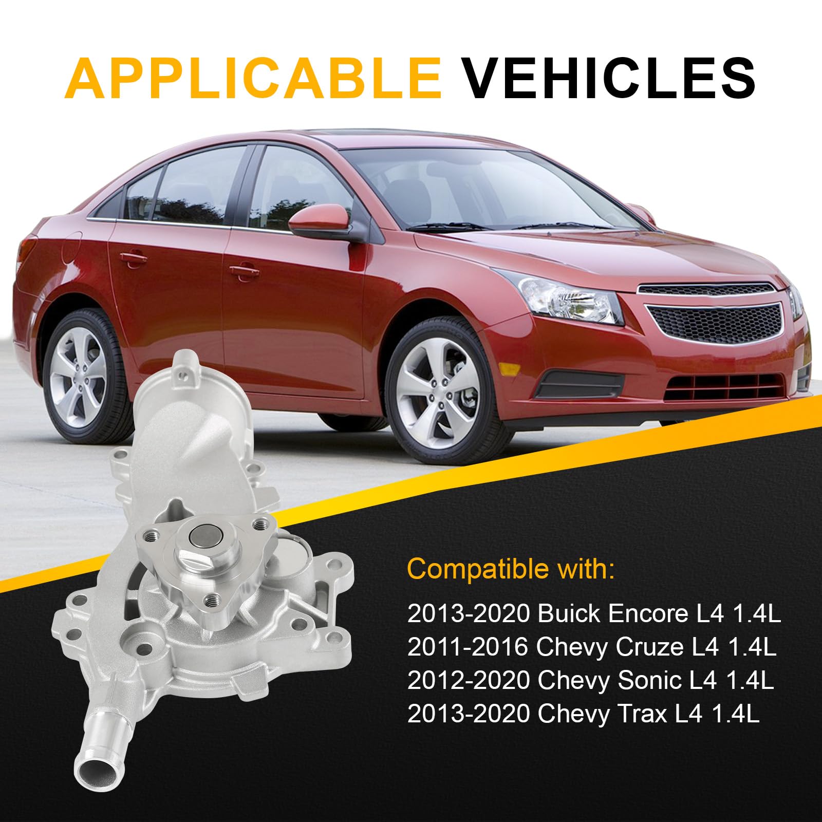 Radhlbniu Water Pump Thermostat Kit Fit For Buick Encore 2013-2020, Fit For Chevy Cruze 2011-2016 Sonic 2012-2020 Trax 2013-2020