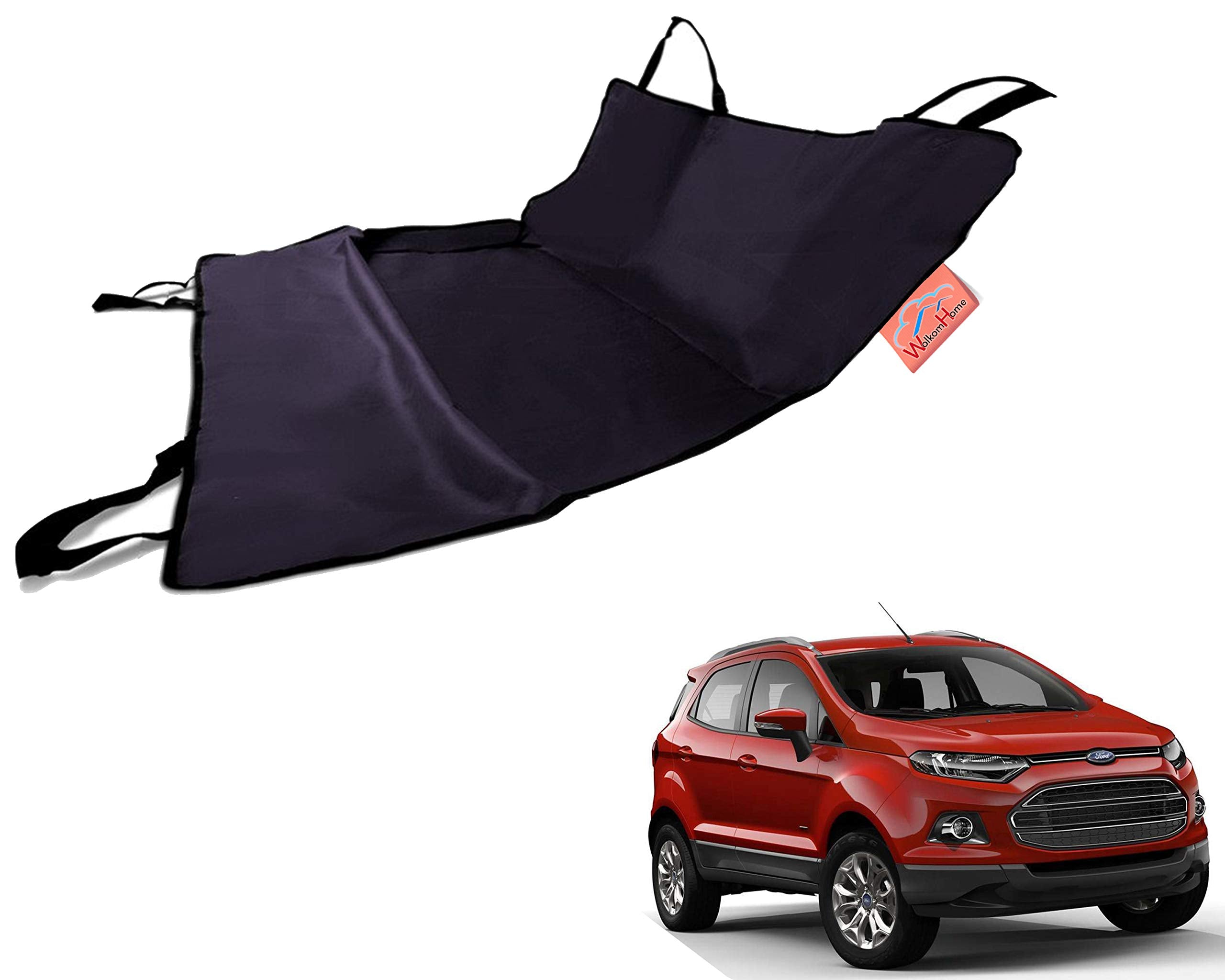 WolkomHome 100% Waterproof Car Pet Rear Seat Cover Dog Hammock Make Black Red for Ford Ecosport 2017