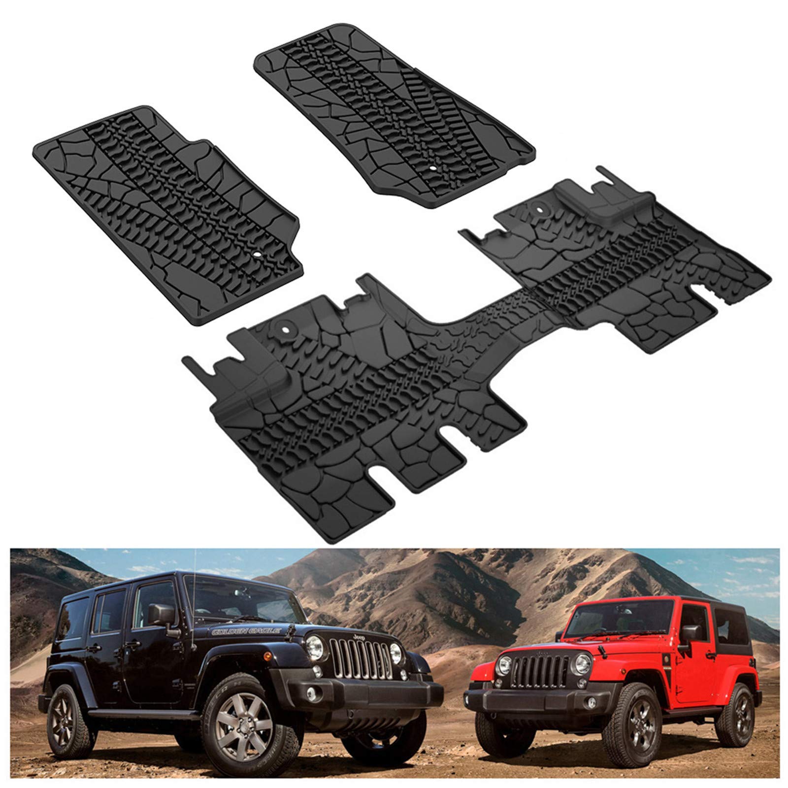 Kiwi Master Floor Mats For 2007-2013 Jeep Wrangler Jk 4-Door Oem Replacement 82210166Ac Front & Rear 2 Row Tpe Floor Liners All