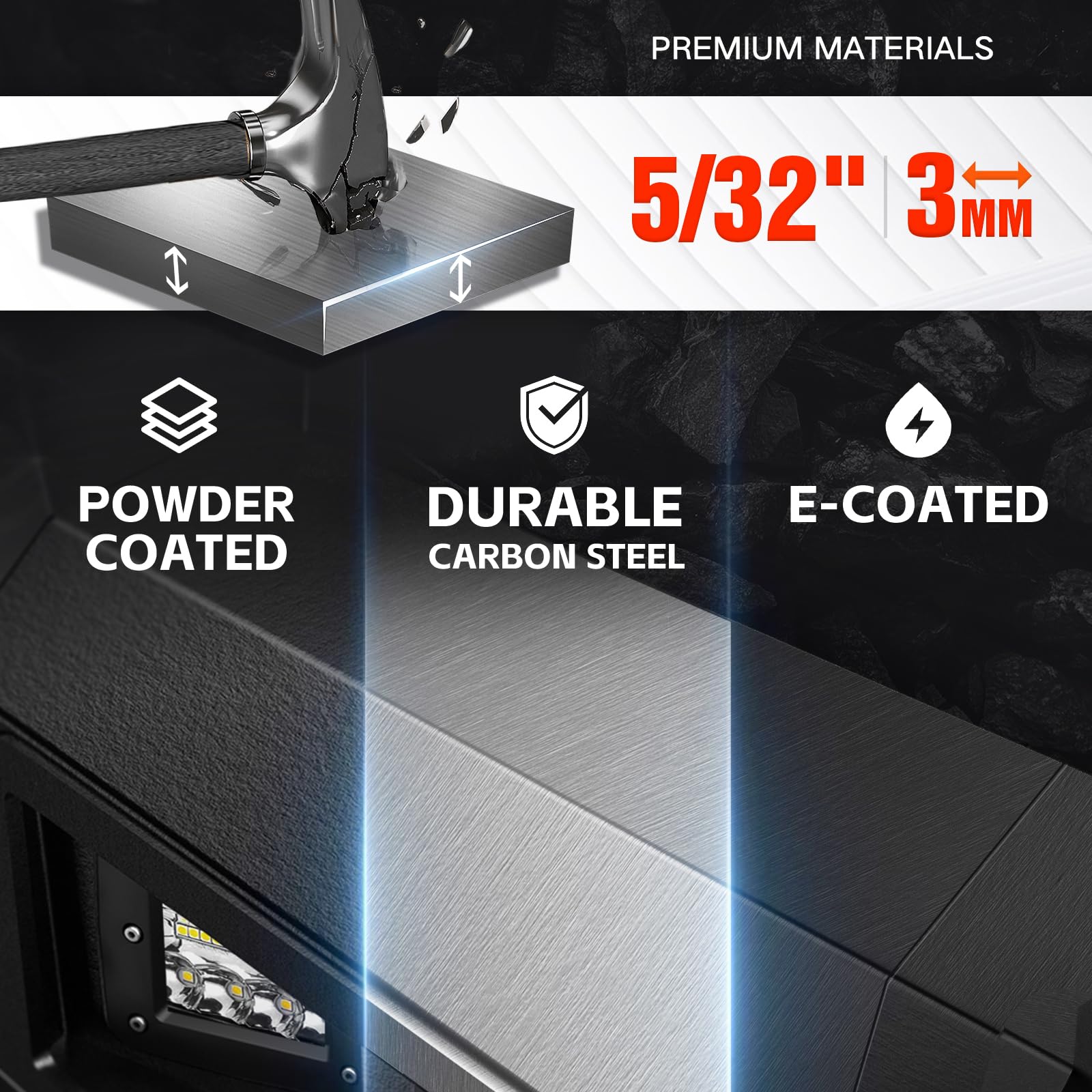 YZONA Rear Step Bumper Compatible with 2010-2018 Dodge Ram 2500 3500 Pickup Truck Bumper Consists of 4 x 18W LED Lights, Paintab