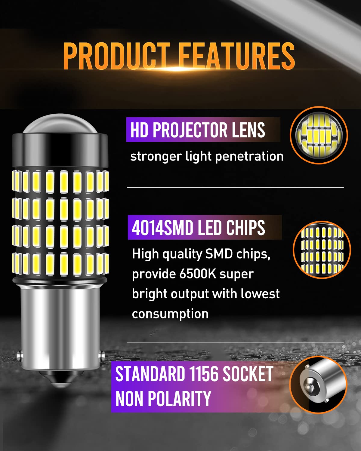 LUYED 1156 1141 LED Bulb 3400 Lumens Extremely Bright 1003 7506 BA15S P21W LED Light Bulbs for Backup Reverse Tail Turn Signal Lights,Xenon White,Pack of 2(Brightest LED in Market)