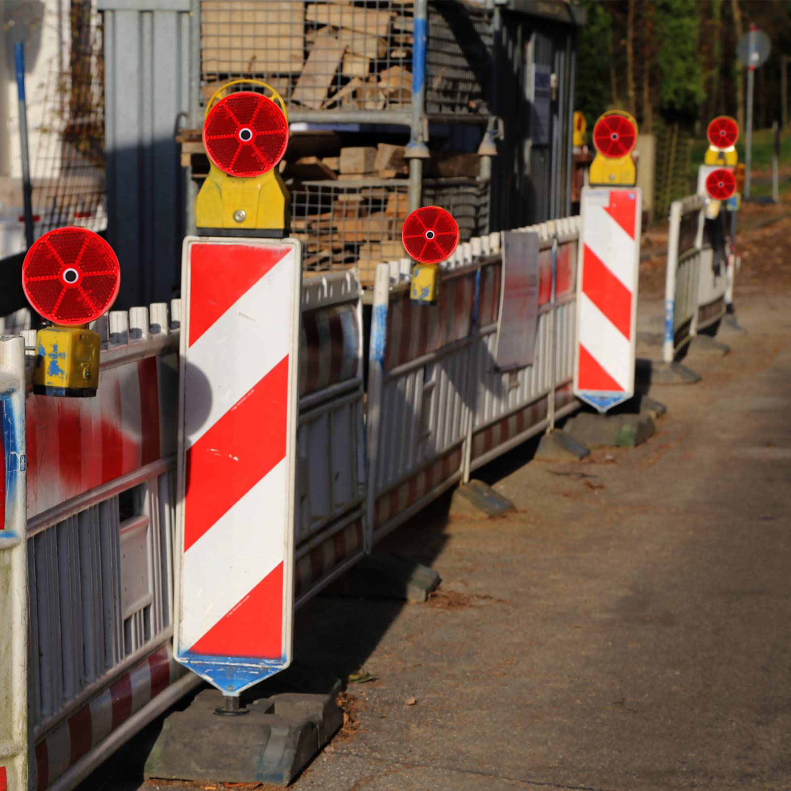 Kingdder 96 Pcs Front Reflector Round Reflector For Driveway Fence Gate Posts Trailers Safety Reflectors With Center Mounting Ho