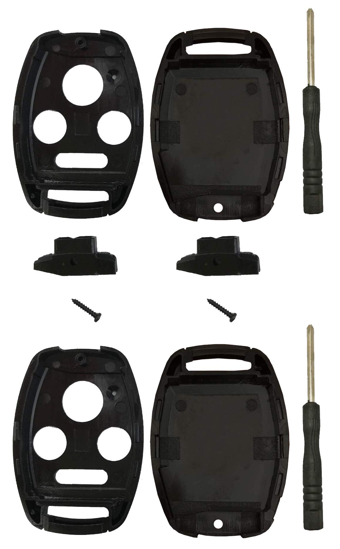 2 Pack Key Fob Shell Case Fit For Honda Accord Civic Ex Pilot Keyless Entry Remote Key Housing Replacement With Free Screwdriver Casing Only (Black 2 Pack)