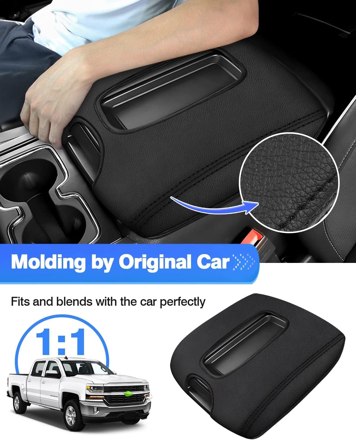 Autorder Center Console Cover for 2014-2018 Chevy Silverado/GMC Sierra 1500 2500 3500 Accessories Armrest Cover Anti-Scratch Mid