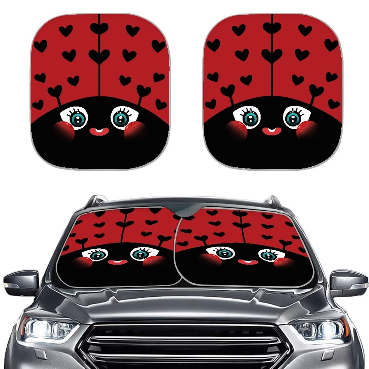 Renewold Kawaii Ladybug, Car Front Windshield Sun Shade, Auto Window Shade Foldable Sunshade Cover, Sun Visor Shield Keep Vehicl